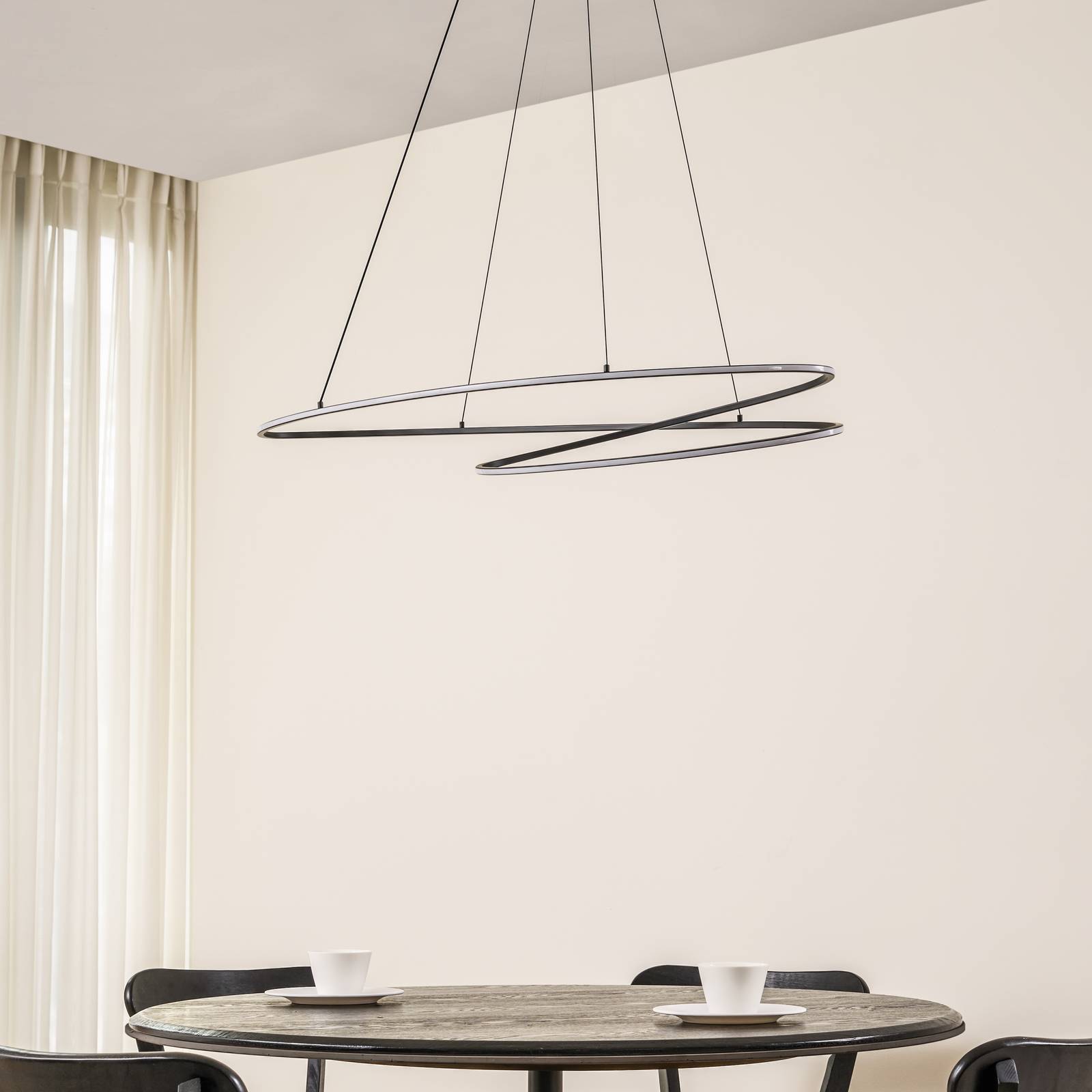 Lucande żyrandol LED Gavril, 100 cm, czarna, ściemniany
