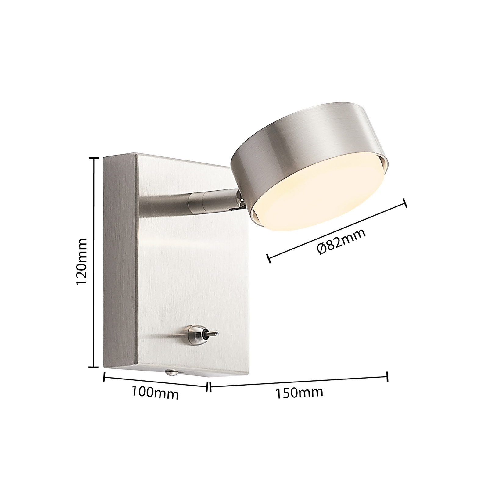 Lindby Kaylou LED-vägglampa, kort, matt nickel