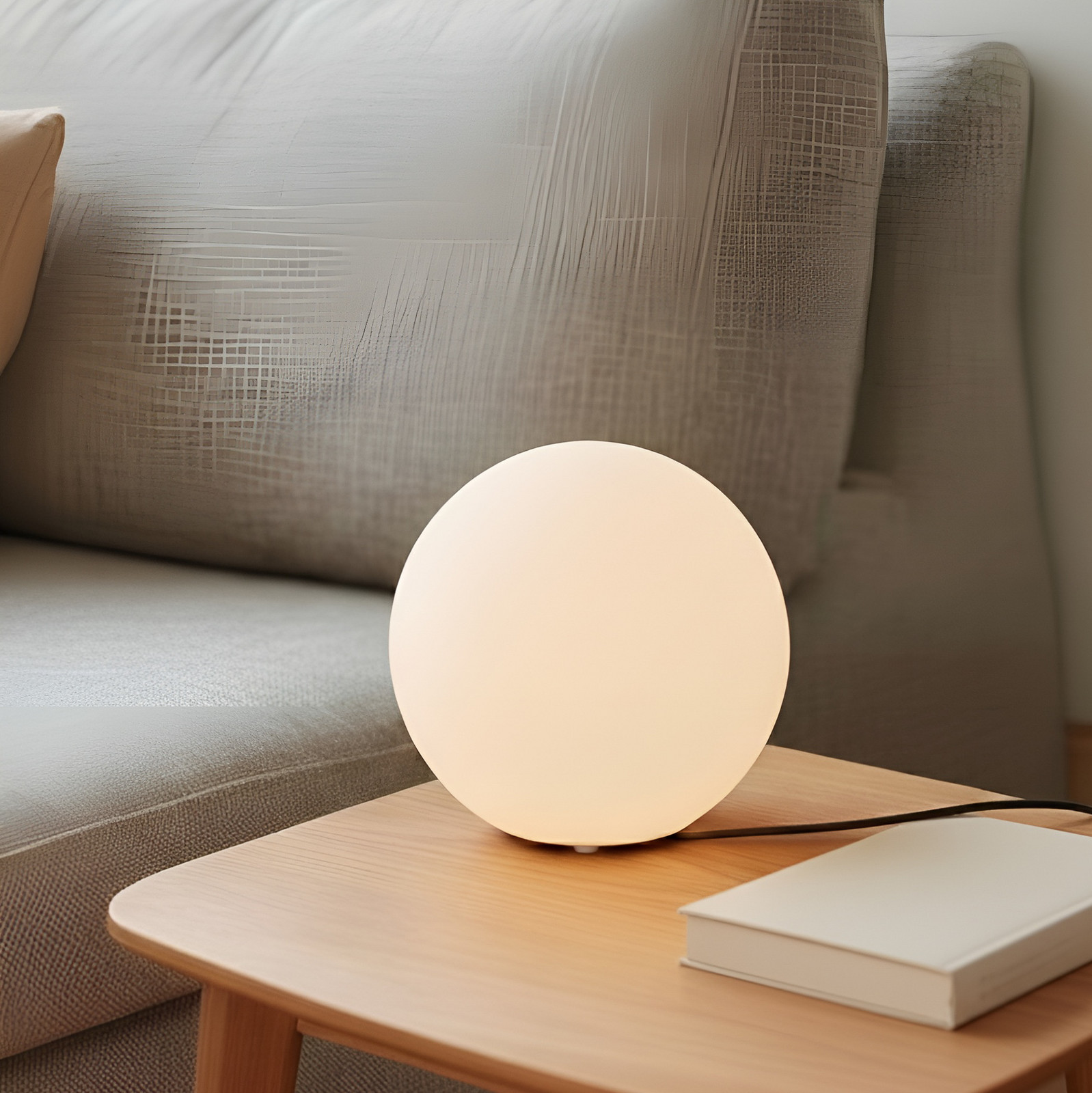 Photos - Chandelier / Lamp Lindby Marike Table Lamp White - Living room - Modern - Glass - Globe 9621456