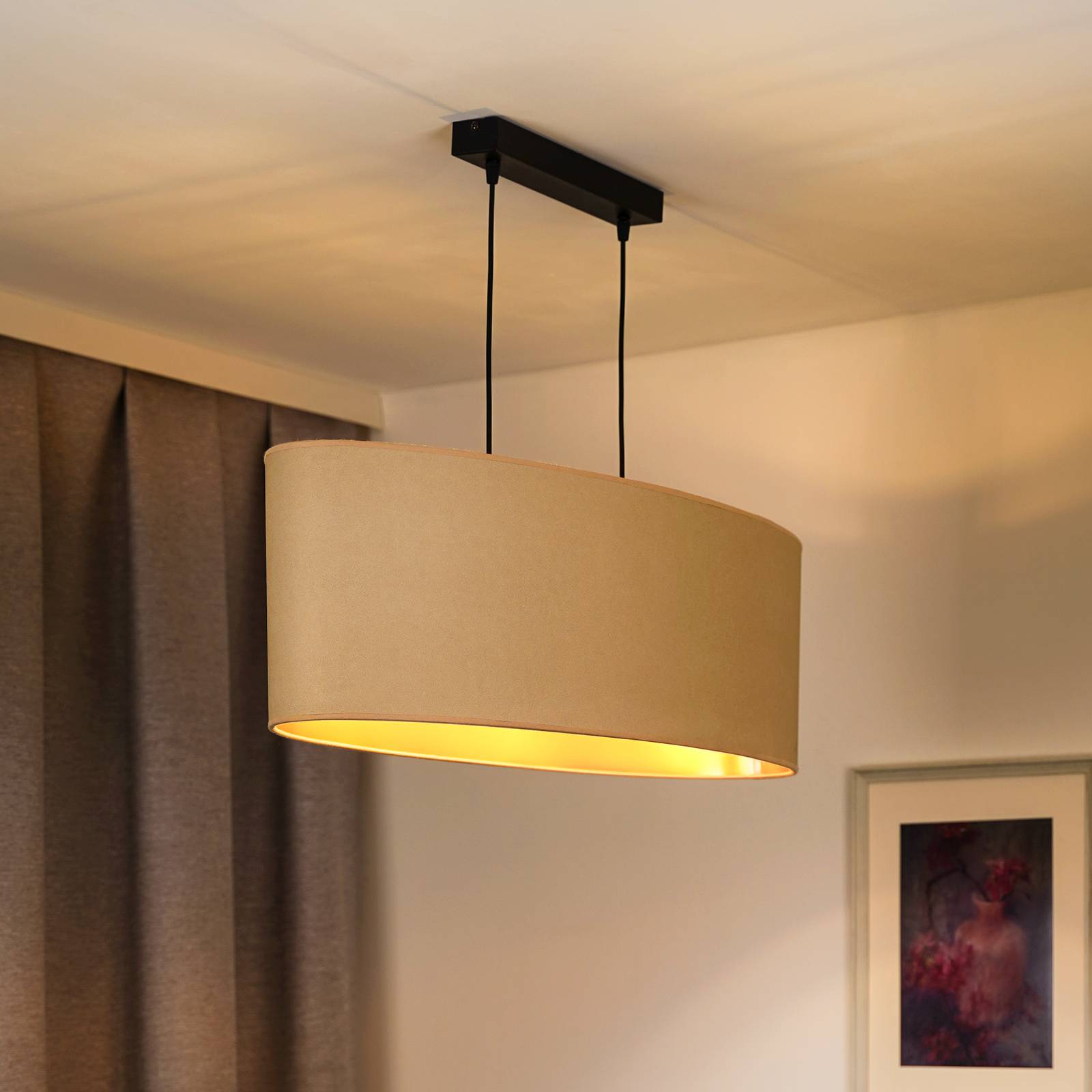 Envostar lampa żyrandol Idun jasny beż 80 cm naturalny materiał wegański