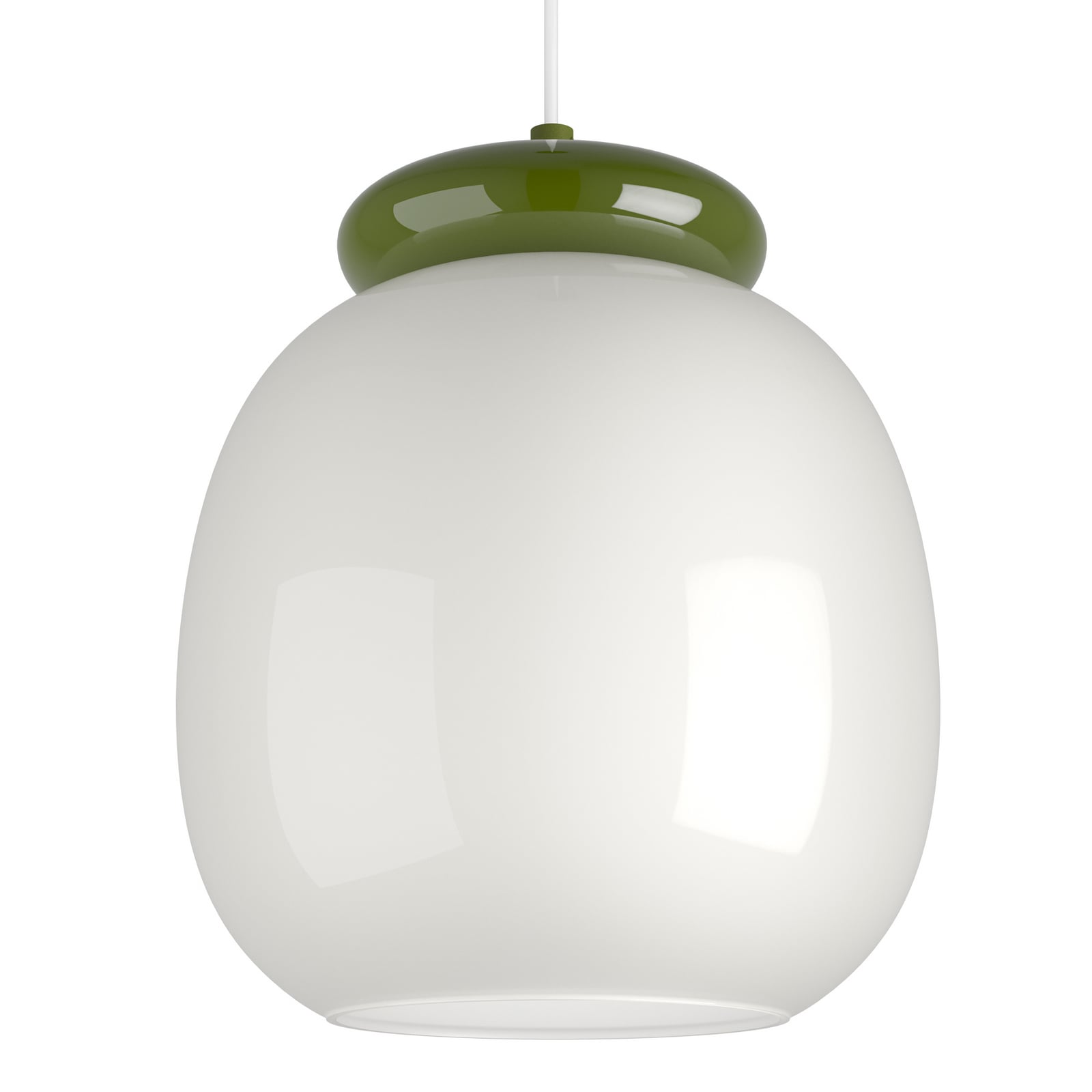 Závěsné světlo Berardelli, bílé/zelené, Ø 23 cm, sklo, E27