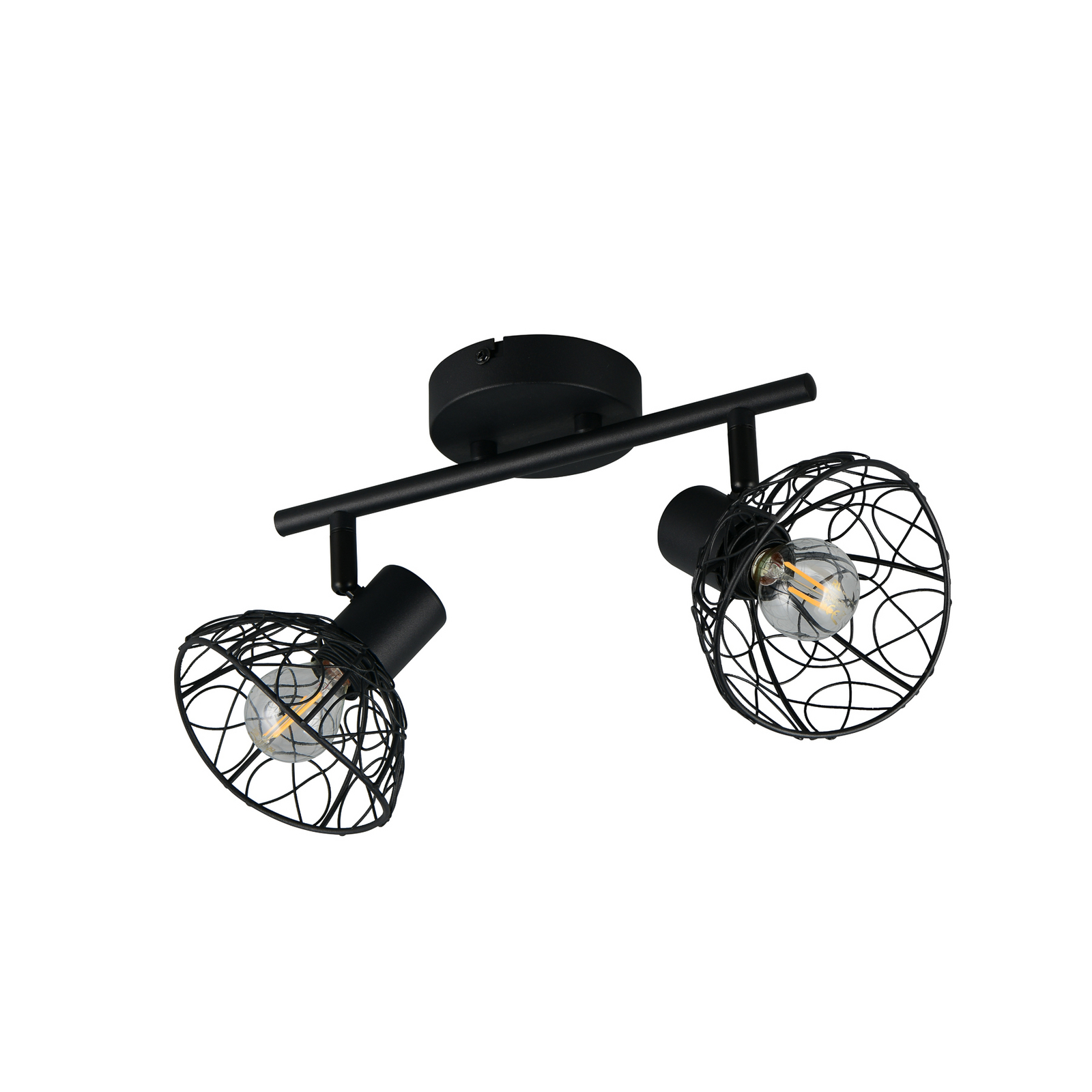 Φωτιστικό οροφής Yako, μαύρο ματ, μήκος 40 cm, 2 φτερά, μέταλλο