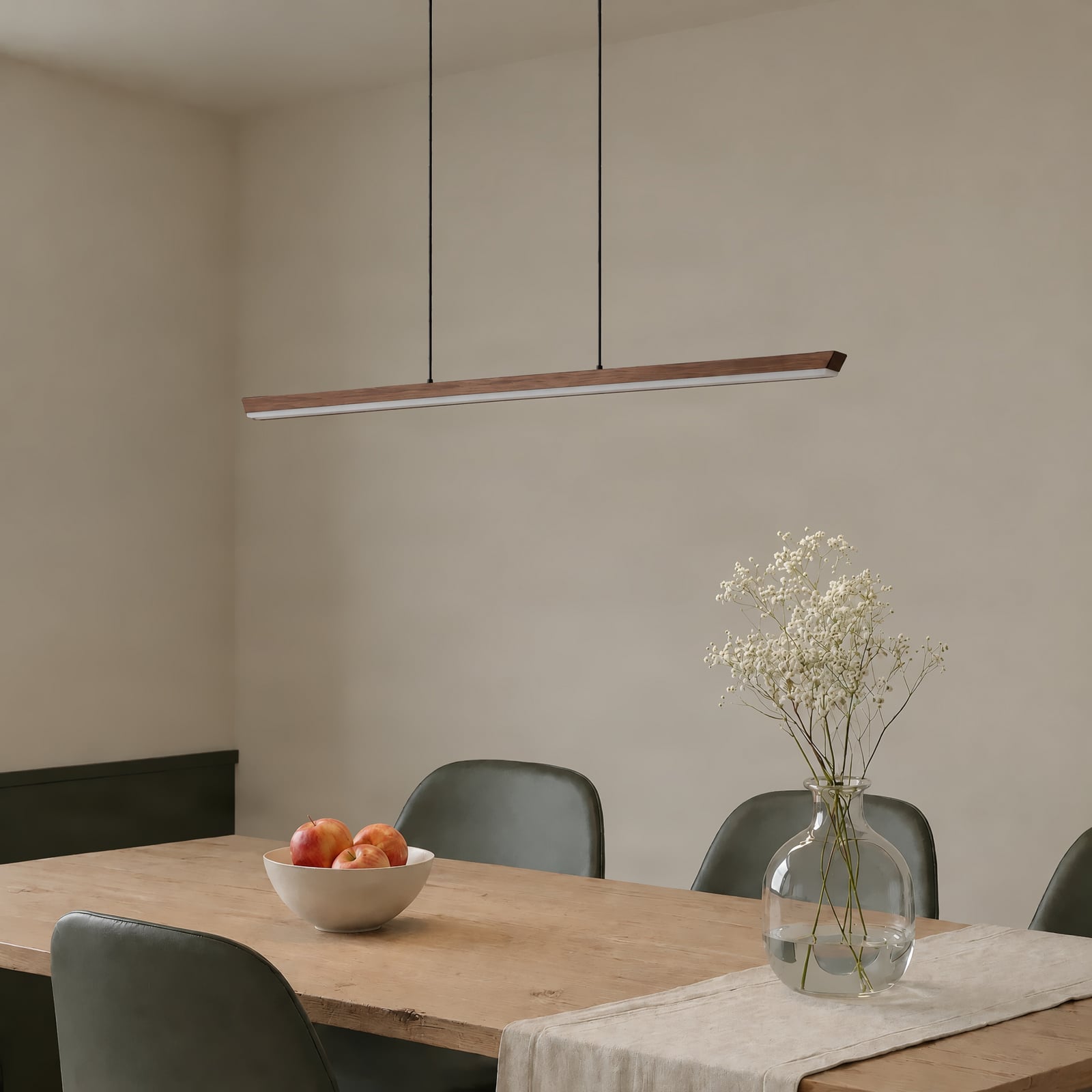 Suspension LED Solvar, 117 cm, marron, CCT, à intensité variable - Lucande