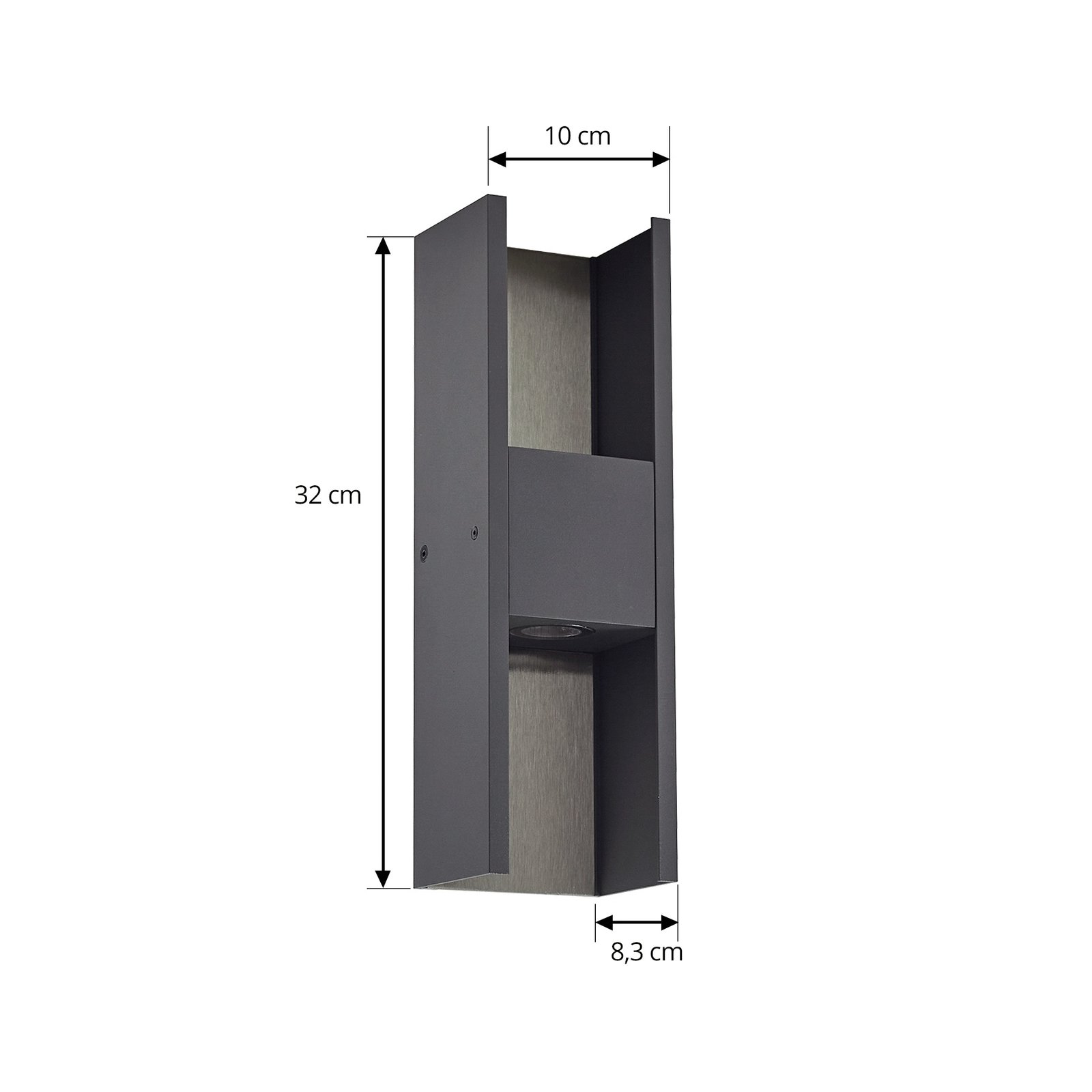 Lucande LED outdoor wall light Lavrin, black/grey, aluminium