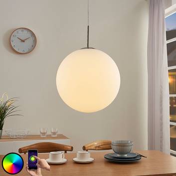 Lindby Smart LED RGB závesná lampa Rhona, app