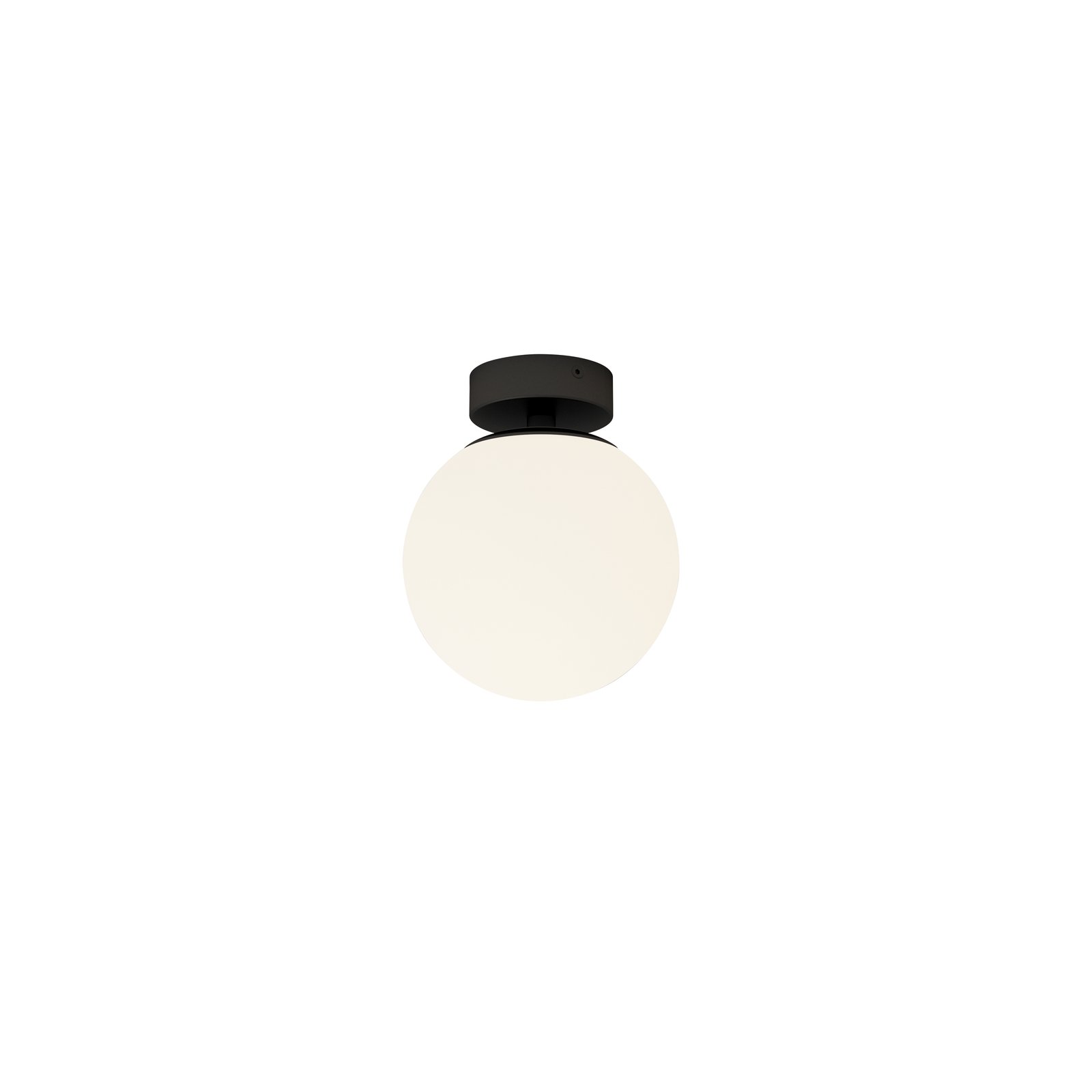 Lucande Bidolo ceiling lamp, black, glass, Ø 15 cm, IP44