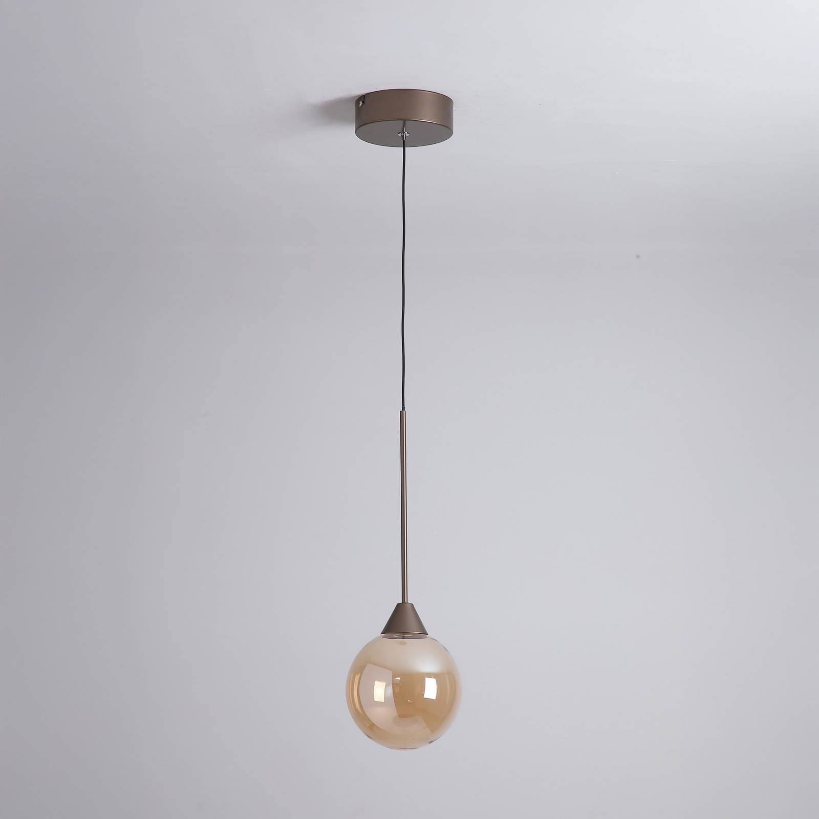 Żyrandol LED Opus Lux, 1-punktowy, brązowy, szkło bursztynowe, CCT