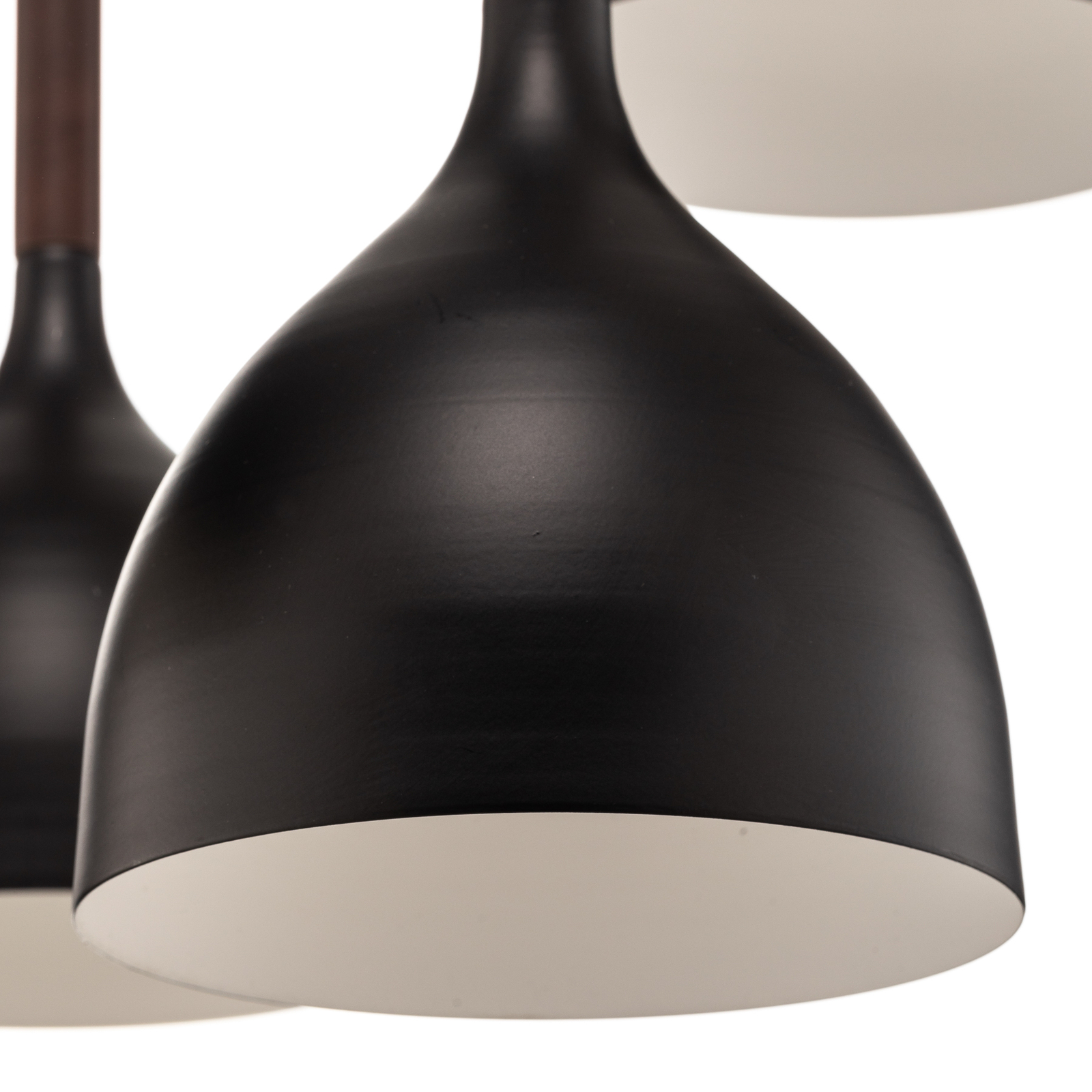 Noak pendant light 5-bulb round black/natural wood