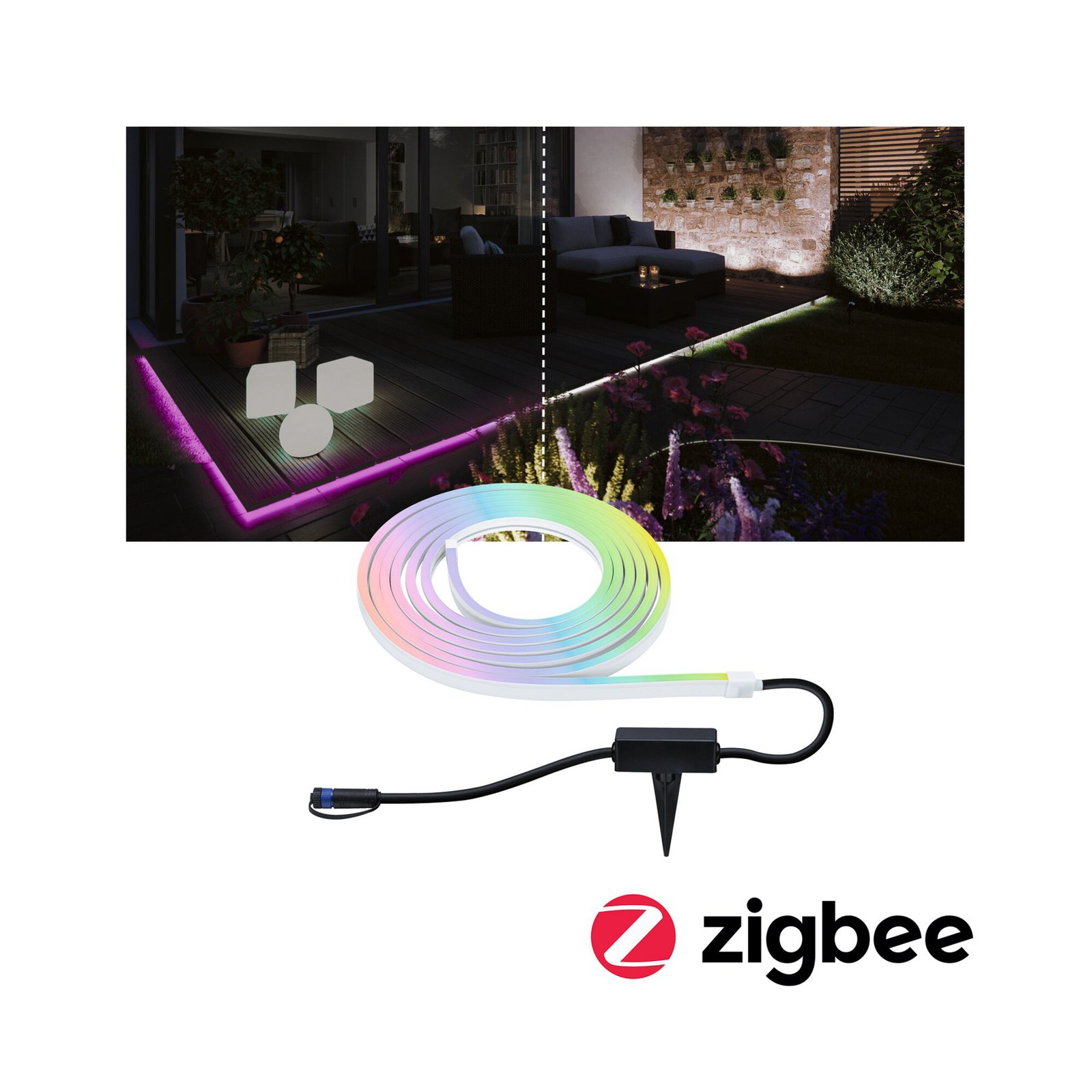 Paulmann Plug & Shine LED-Stripe Neon 5 m, ZigBee, RGB, IP67