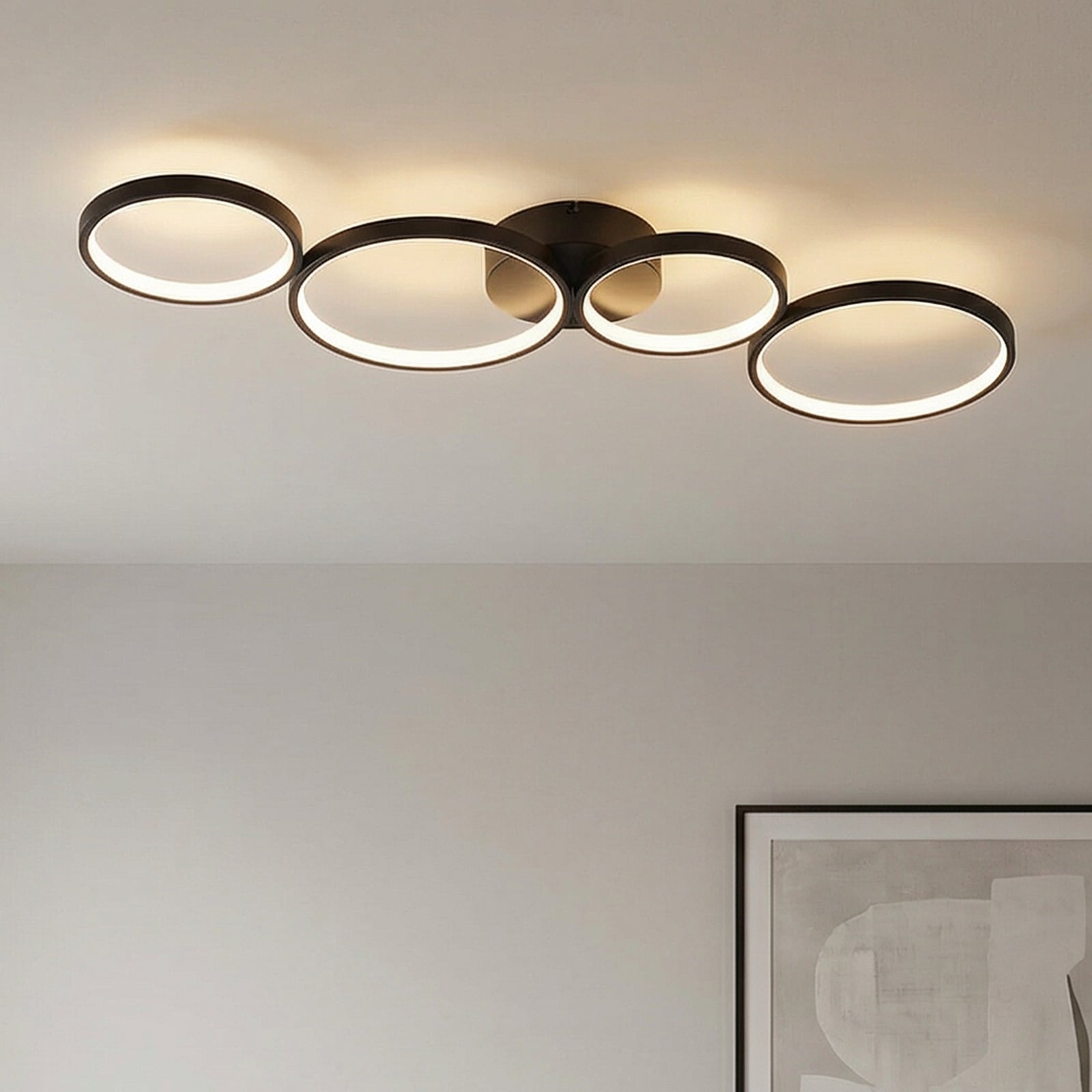 Lindby LED-Deckenleuchte Evengeline, schwarz, Alu, 88 cm