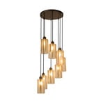 Hängeleuchte Kent, achtflammig rund, bronze, Glas, E27