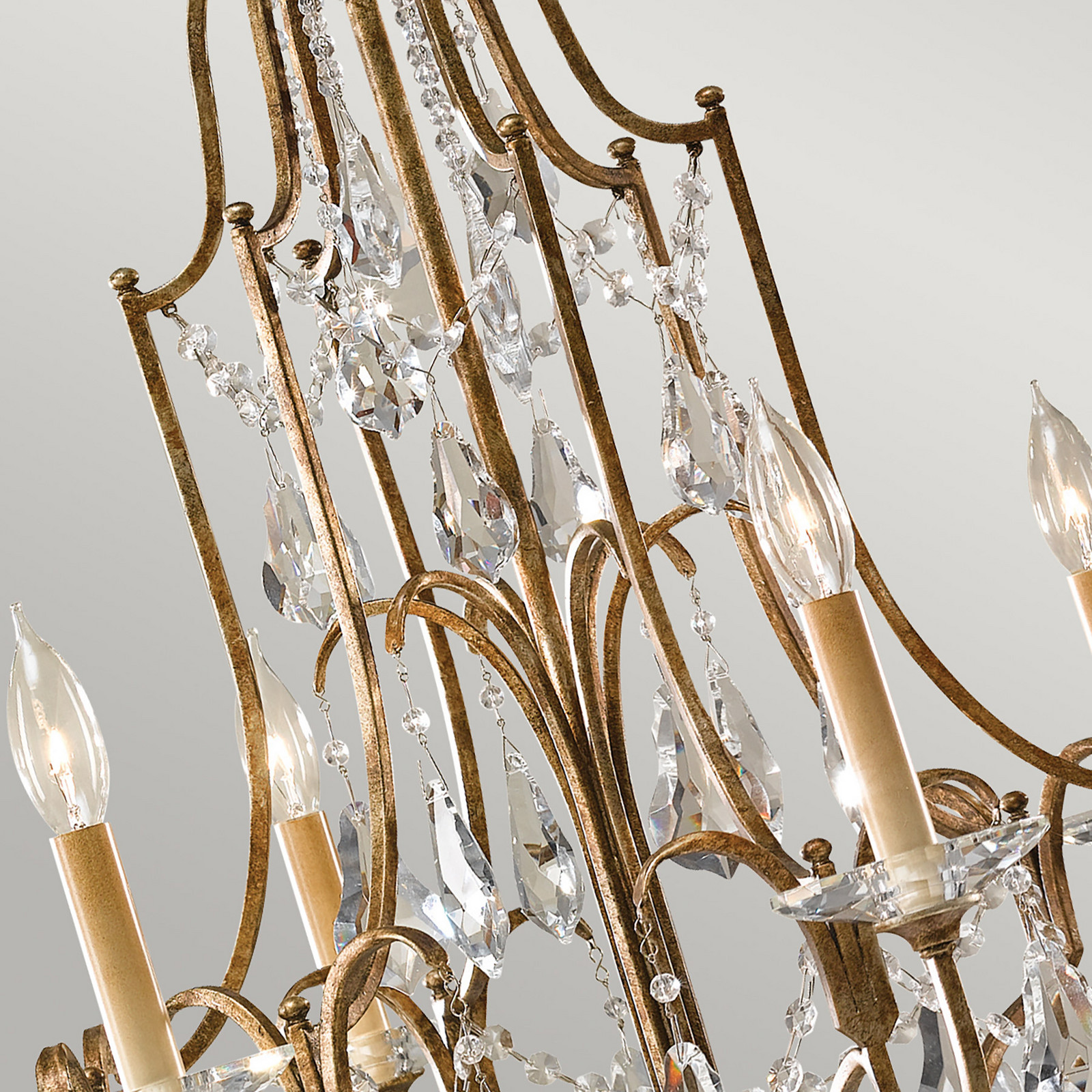 FEISS Candelabru Valentina 6 becuri bronz/cristal - Camera de zi / sufragerie - Antichitate - bronz oxidat transparent - Metal