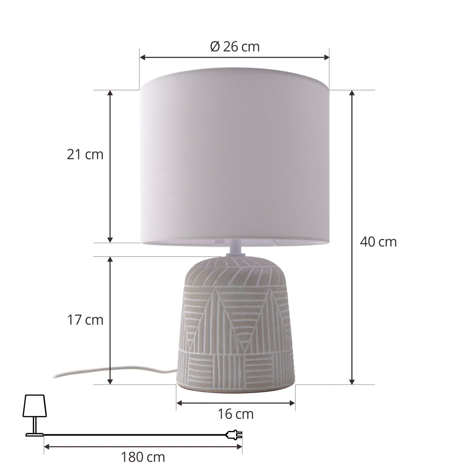 Lindby Thalassia tafellamp keramiek/linnen Ø26cm