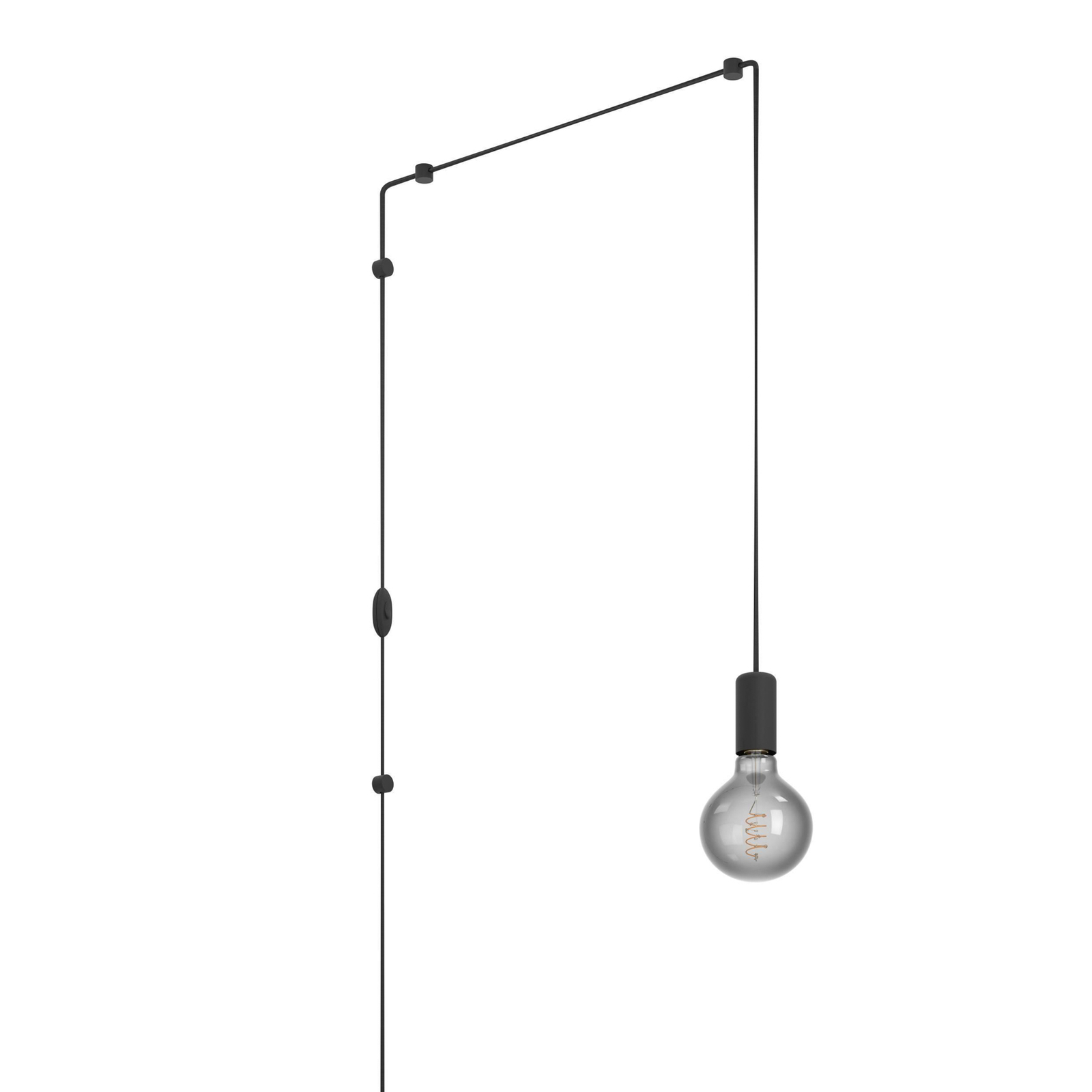 Pinetina pendant light, 40 cm projection, black, plug
