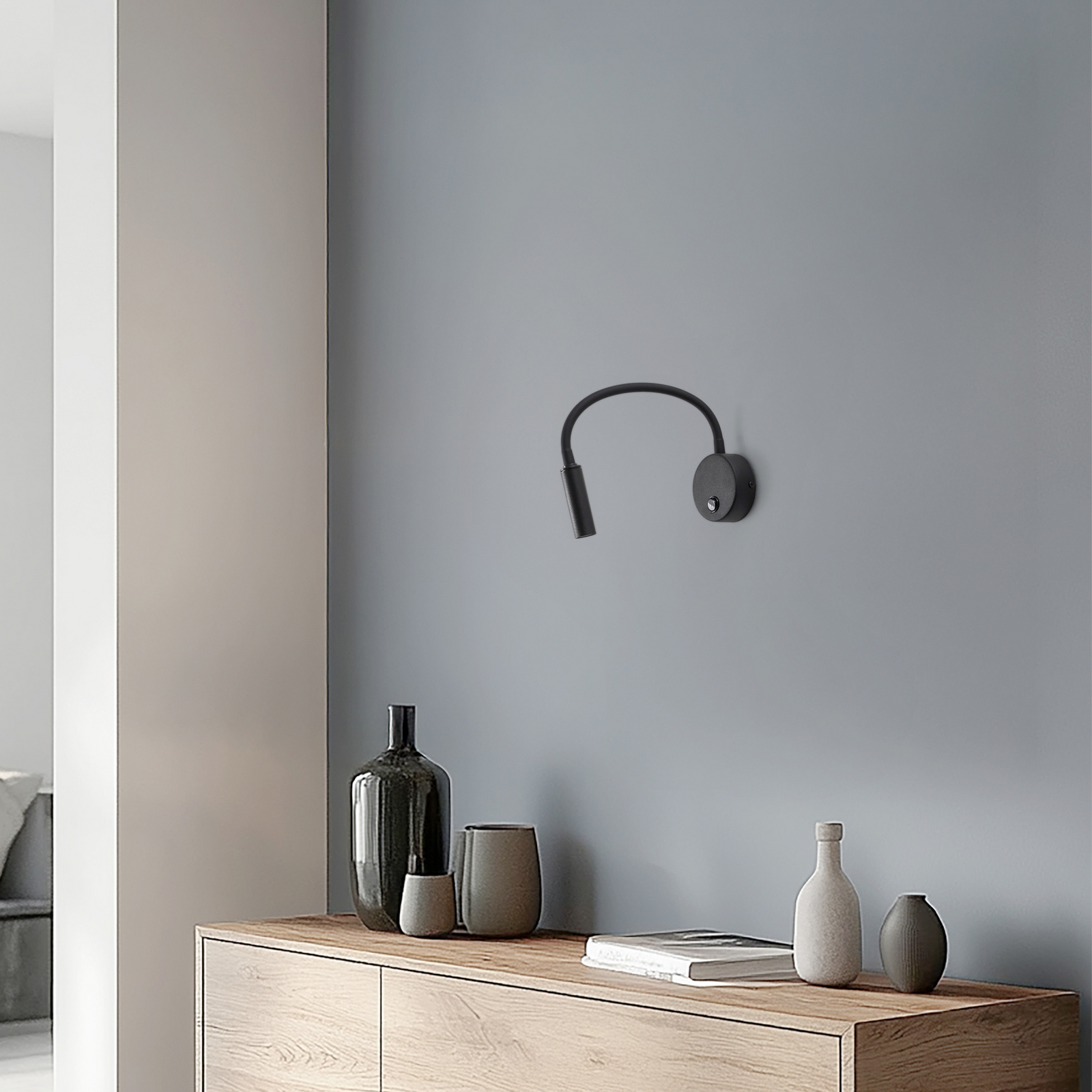 Wall lamp Lagos, 45 cm, black, reading lamp, adjustable, G9