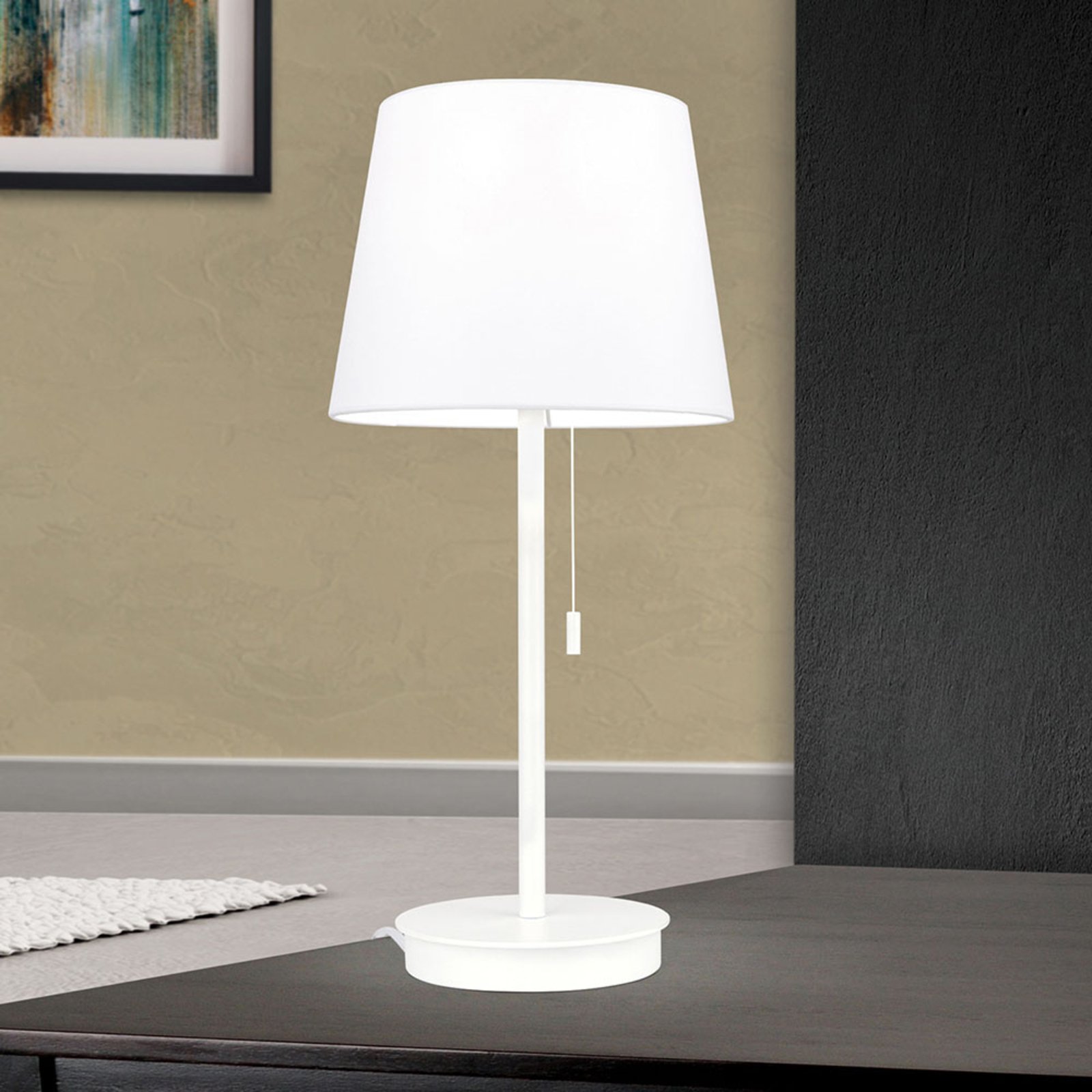 Lampa stołowa Ludwig z portem USB biała