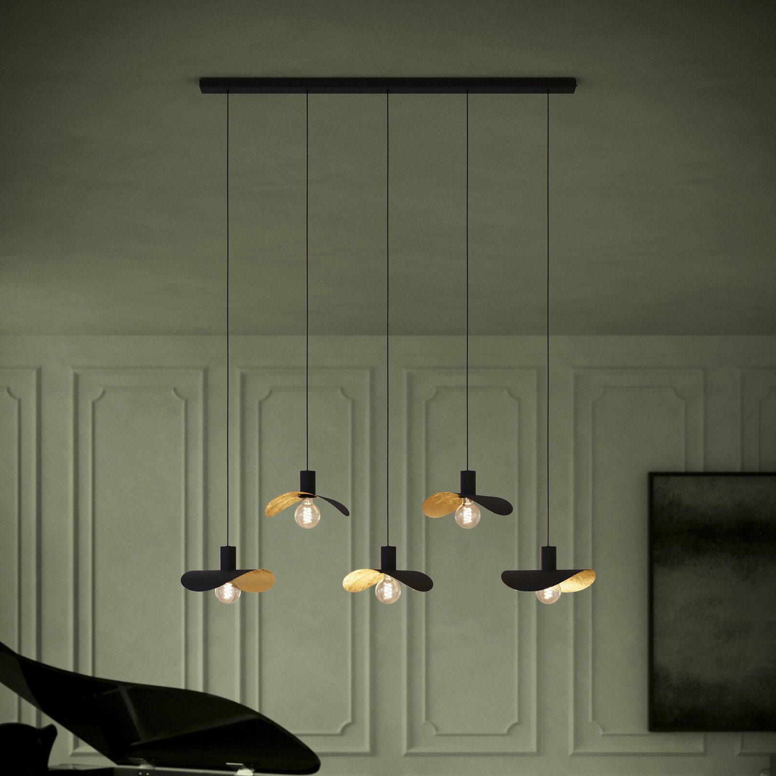 EGLO Stars Of Light Lampă suspendată Saceda 5 becuri negru/auriu - Camera de zi / sufragerie - Modern - negru auriu - Metal