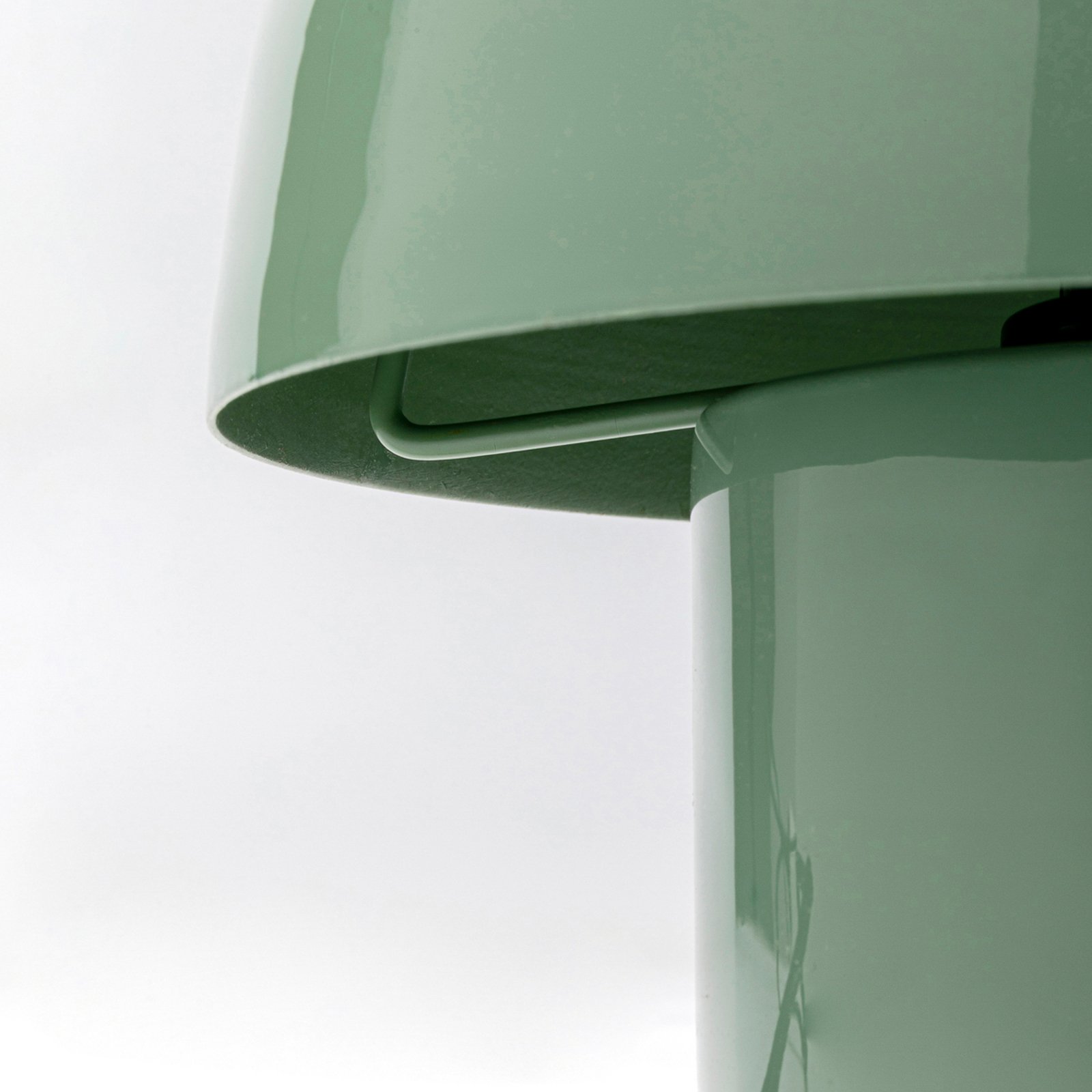 Kare galda lampa Mushroom, salvijas zaļā krāsā, metāls, 20 cm, E14