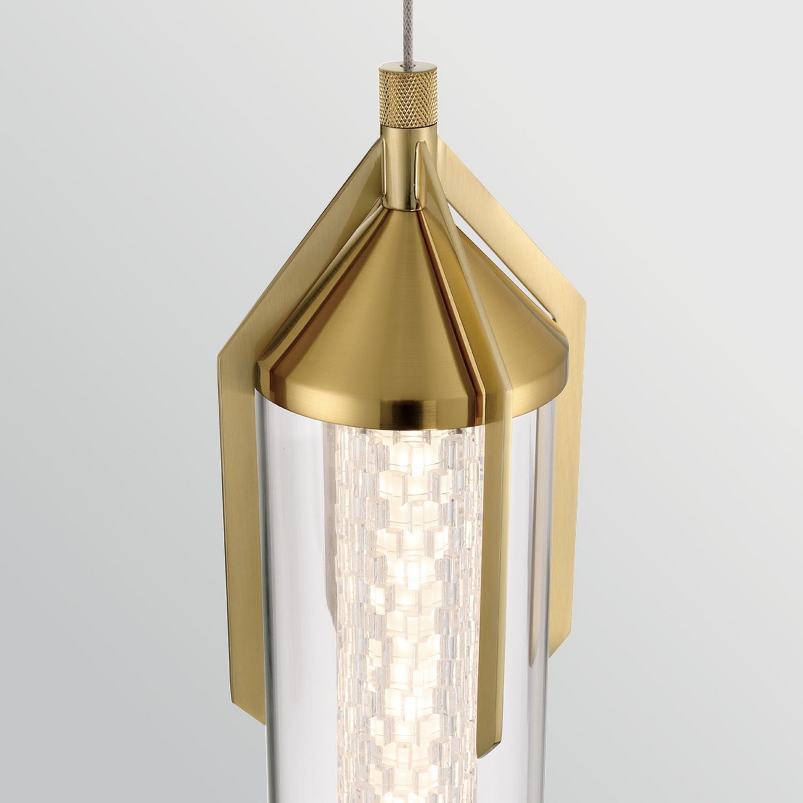 ESPADA LED pendant light, brushed gold, Ø 15 cm metal/glass