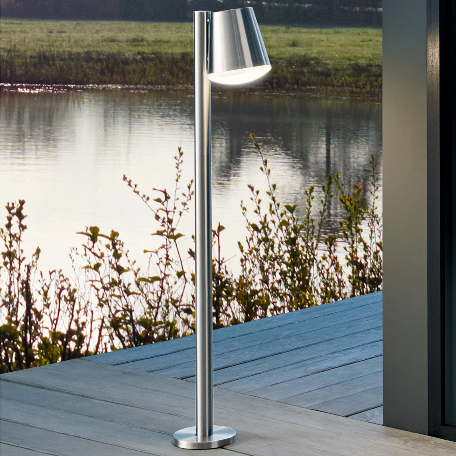 EGLO Caldiero path light in stainless steel, stainless steel, plastic, E27, 10 W, energy efficiency: A++, W: 14 cm, H: 99.5 cm