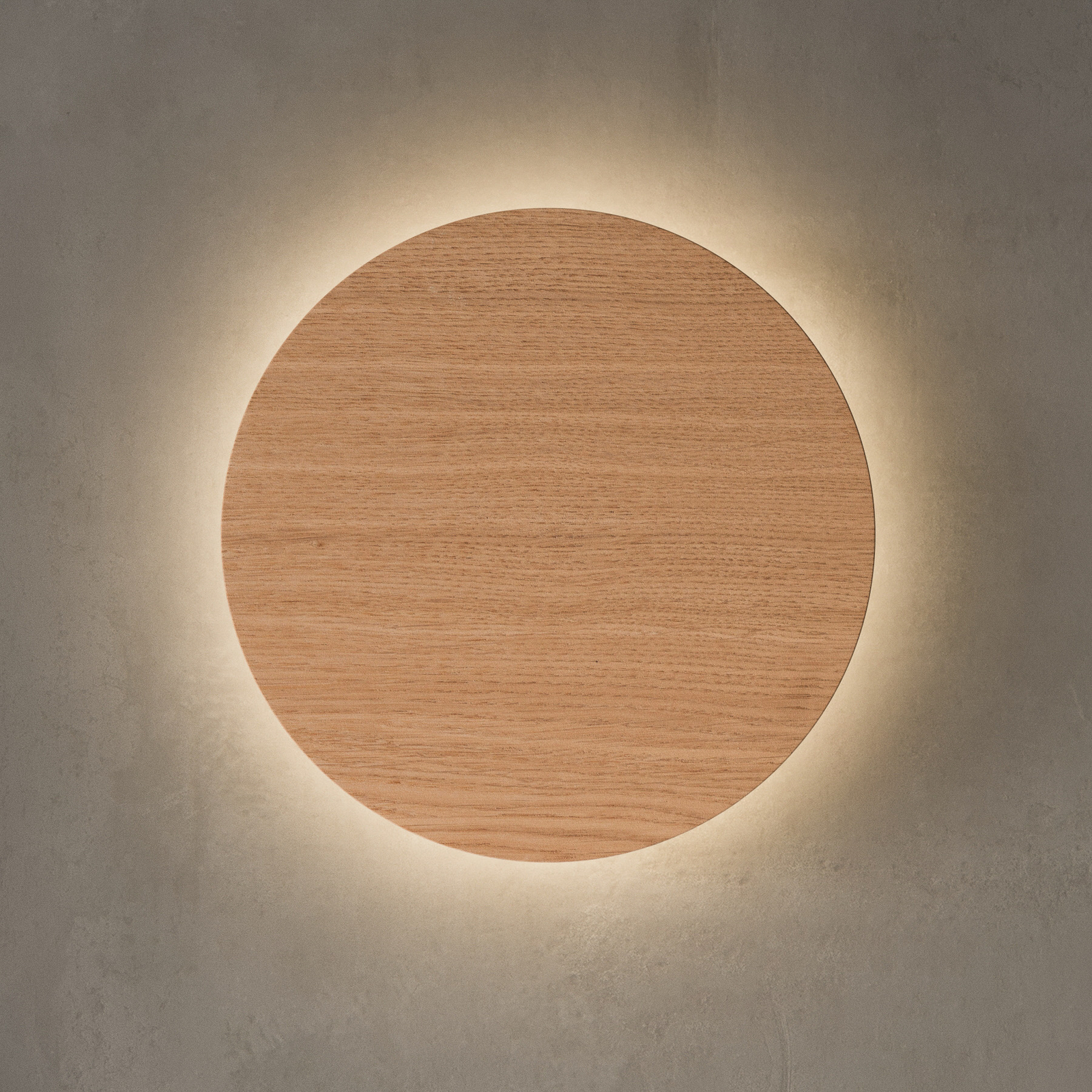 Luna Wood Wandleuchte, Ø 30 cm, Eichenholz, Envostar