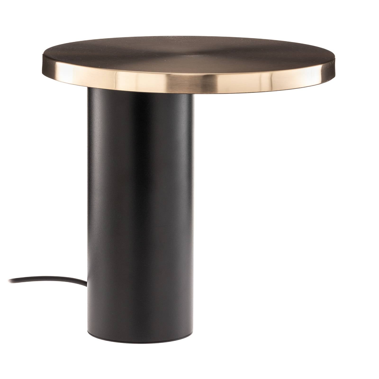 Oluce Cylinda LED table lamp black and gold, for Living / Dining Room, metal, 15 W, H: 30 cm