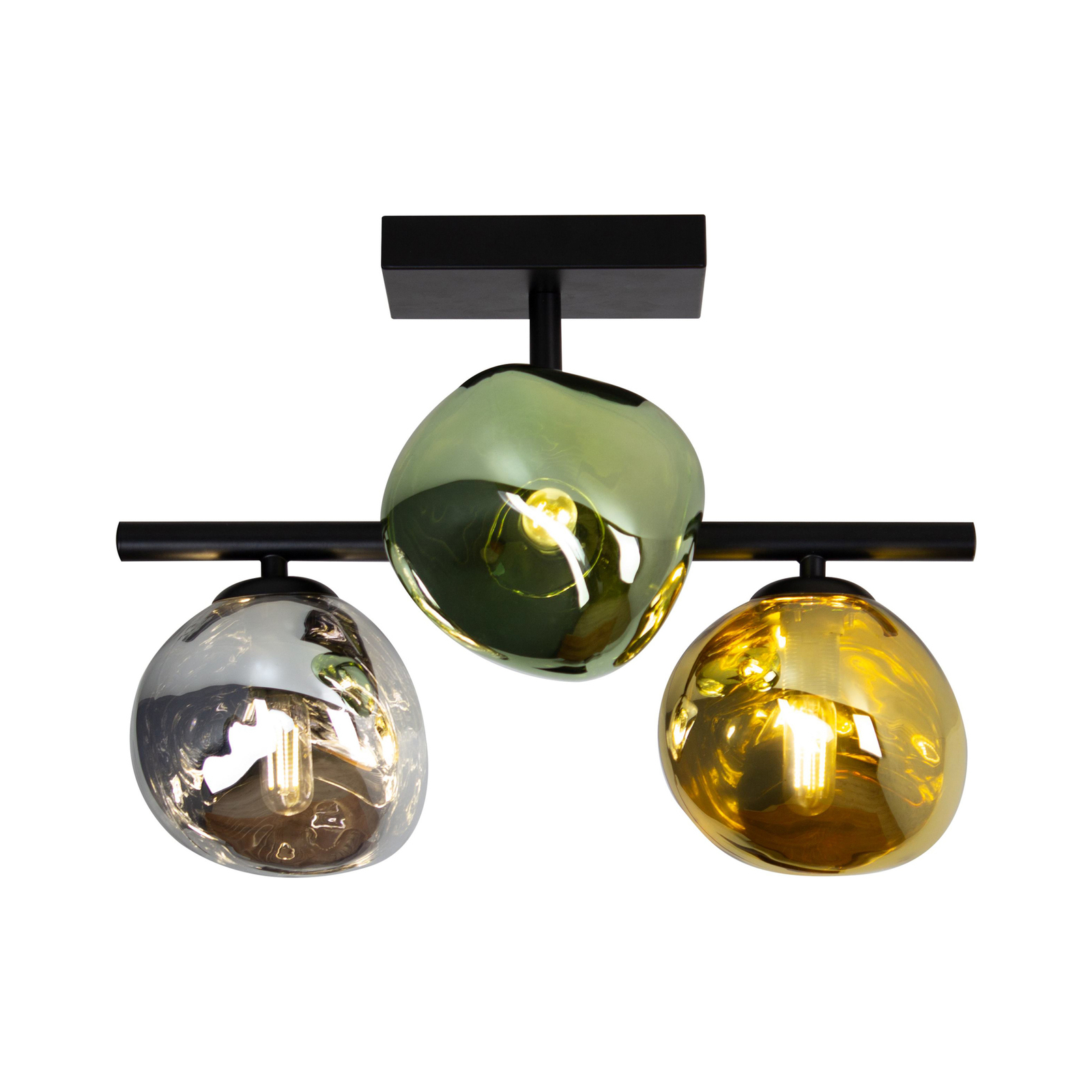 Canopus ceiling light, multicoloured, 3-bulb, glass, E14