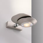 PURE LED stenska svetilka Oculis, srebrna barva 30 cm, železo, 2-slojna.