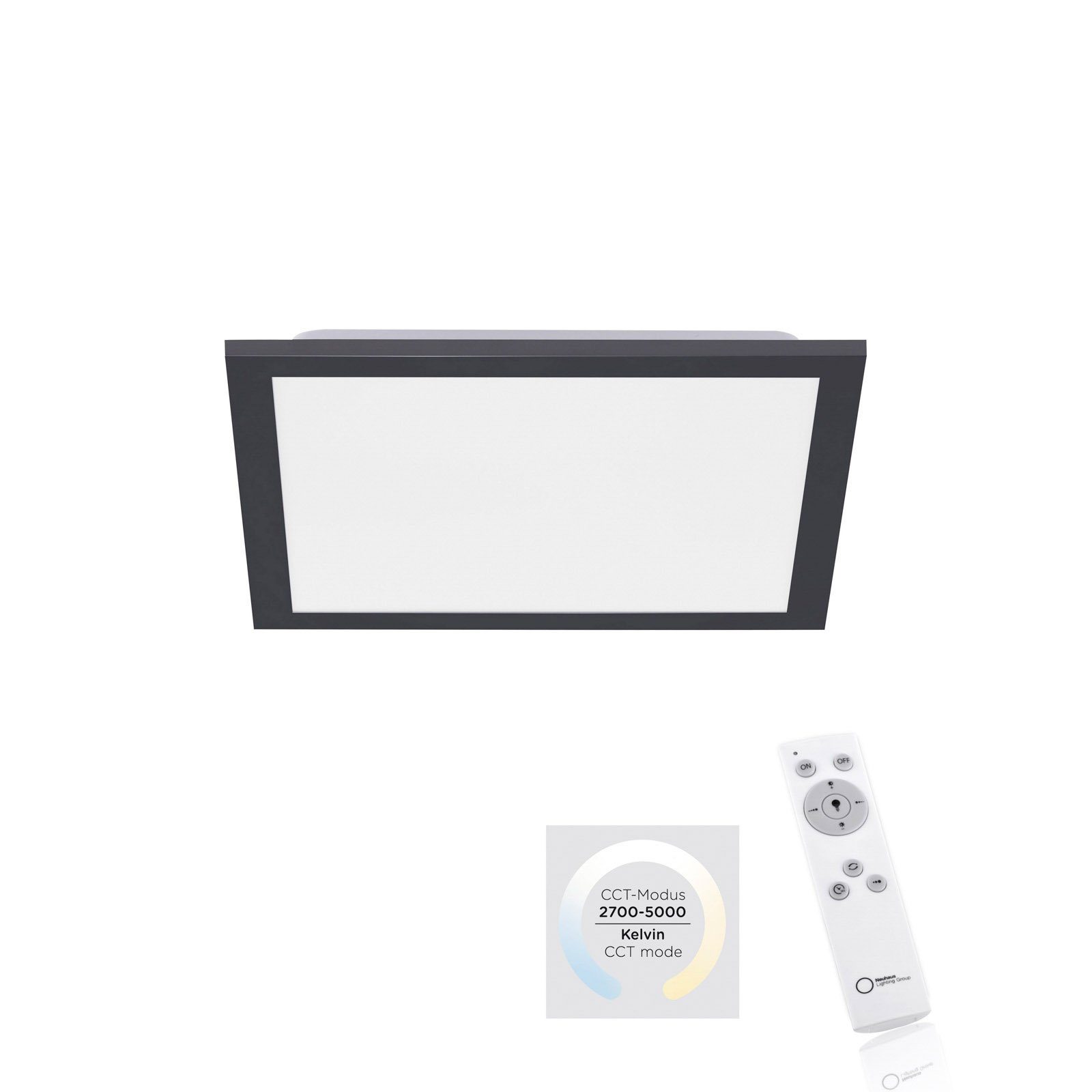 Plafón LED Flat, CCT, negro, 29 x 29 cm