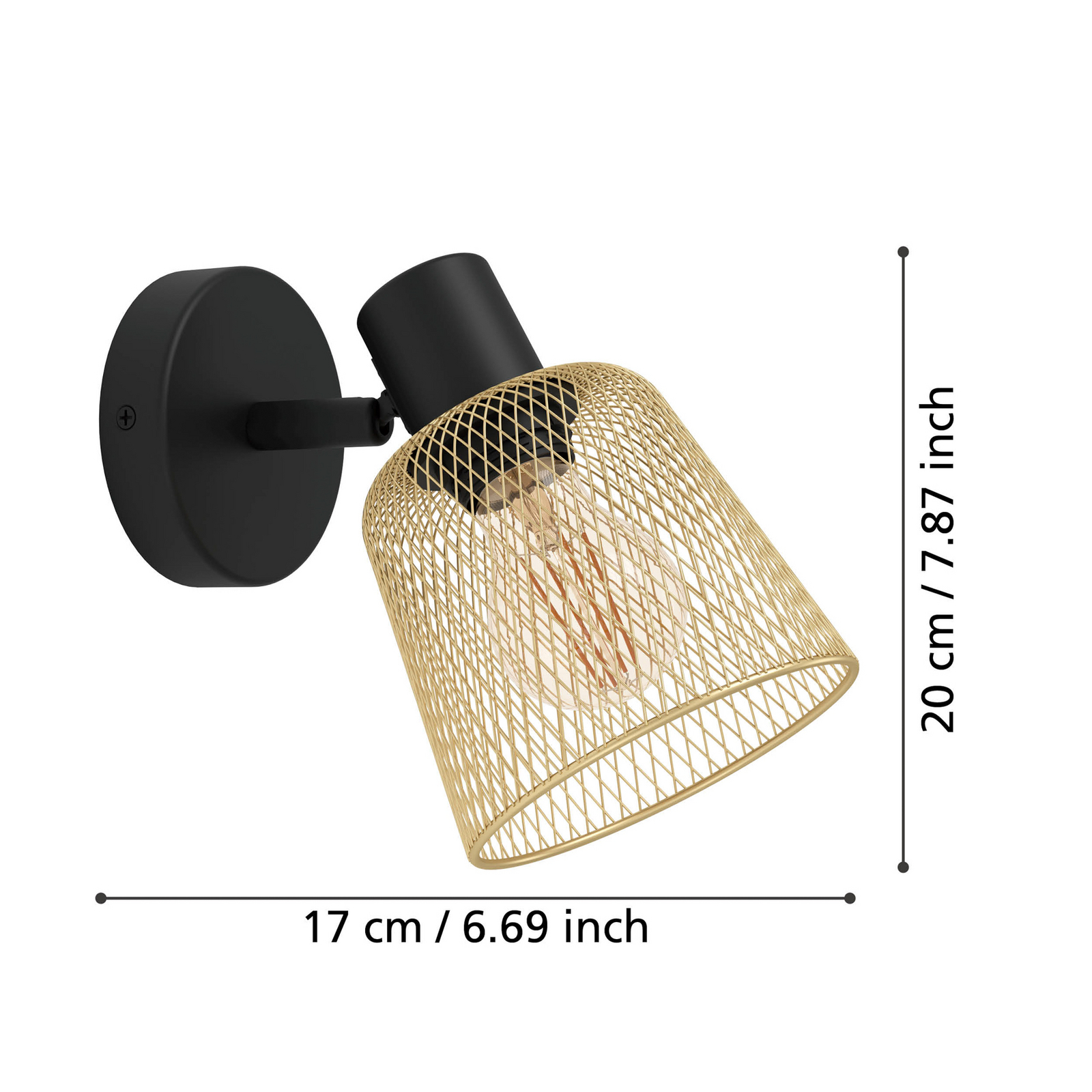 EGLO Coslada προβολέας τοίχου, μαύρο/ορείχαλκο