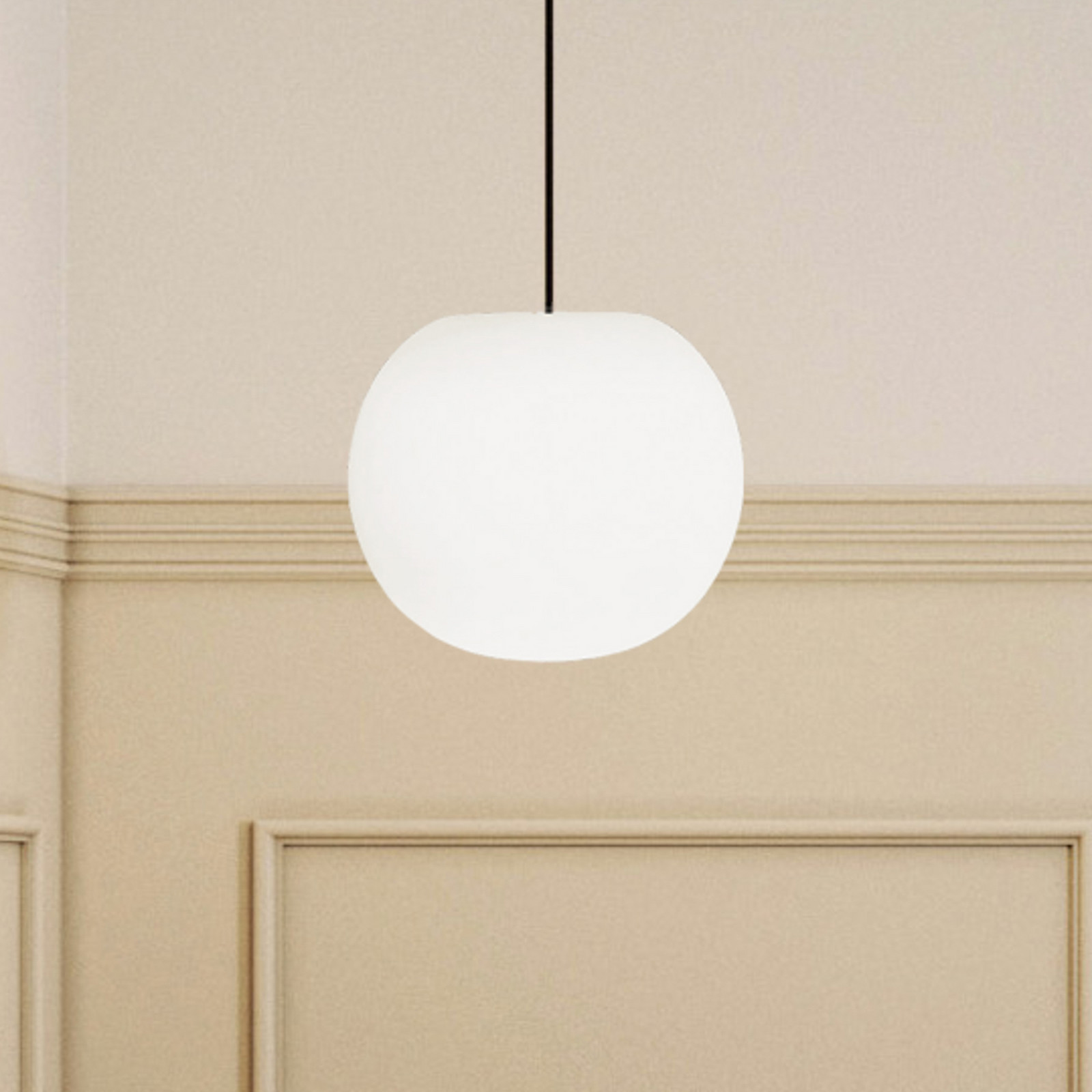 Lampă suspendată Casablanca Acai alb/negru sticlă Ø 26 cm E27 - Camera de zi / sufragerie - alb negru