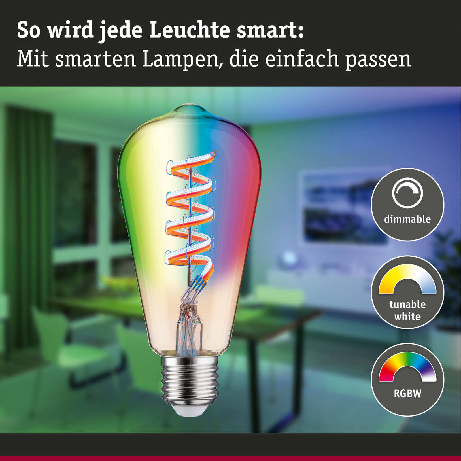 Paulmann LED-Rustika Zigbee E27 6,3W RGBW dim zelts