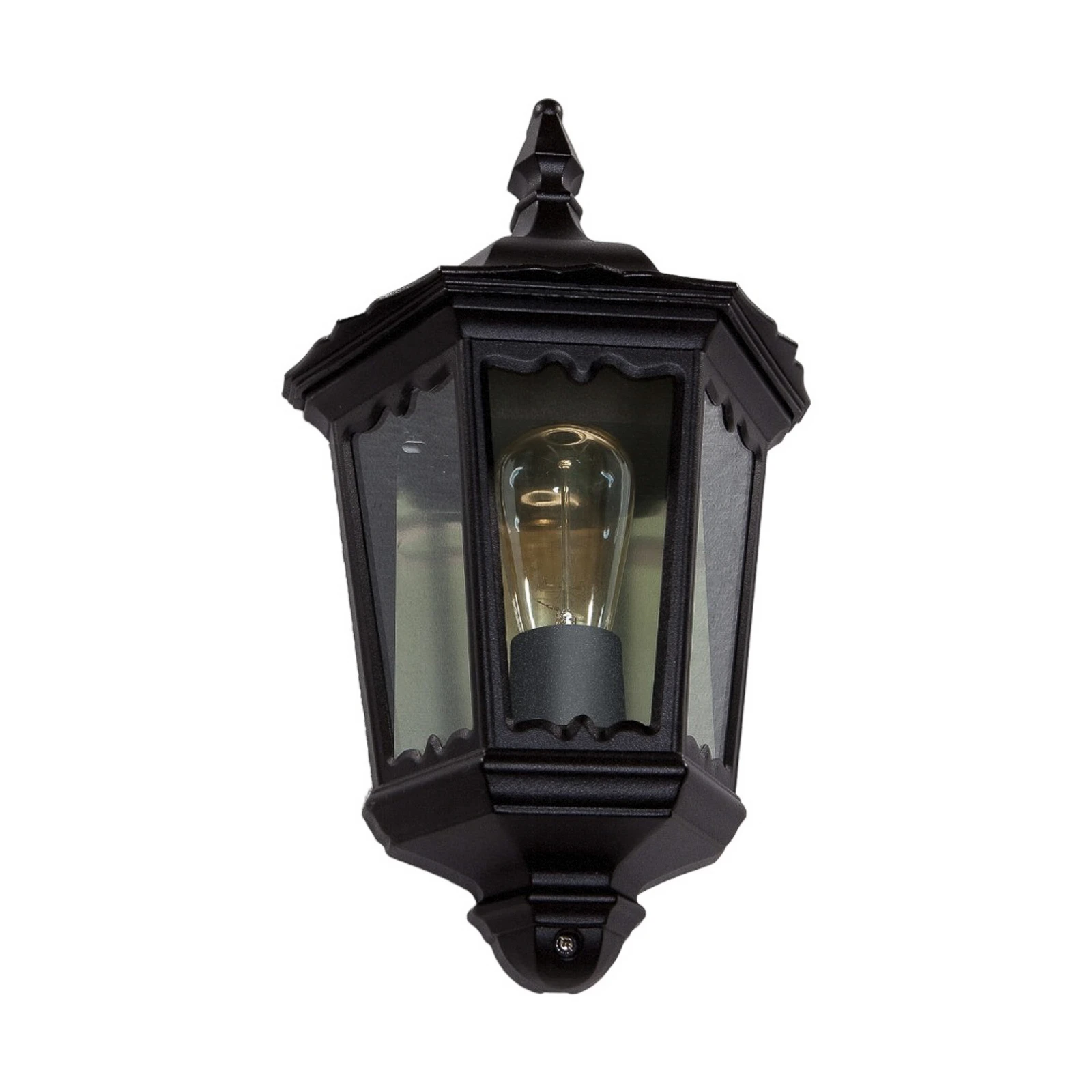 Lindby Außenwandleuchte Lieva, Höhe 44 cm, schwarz, Glas