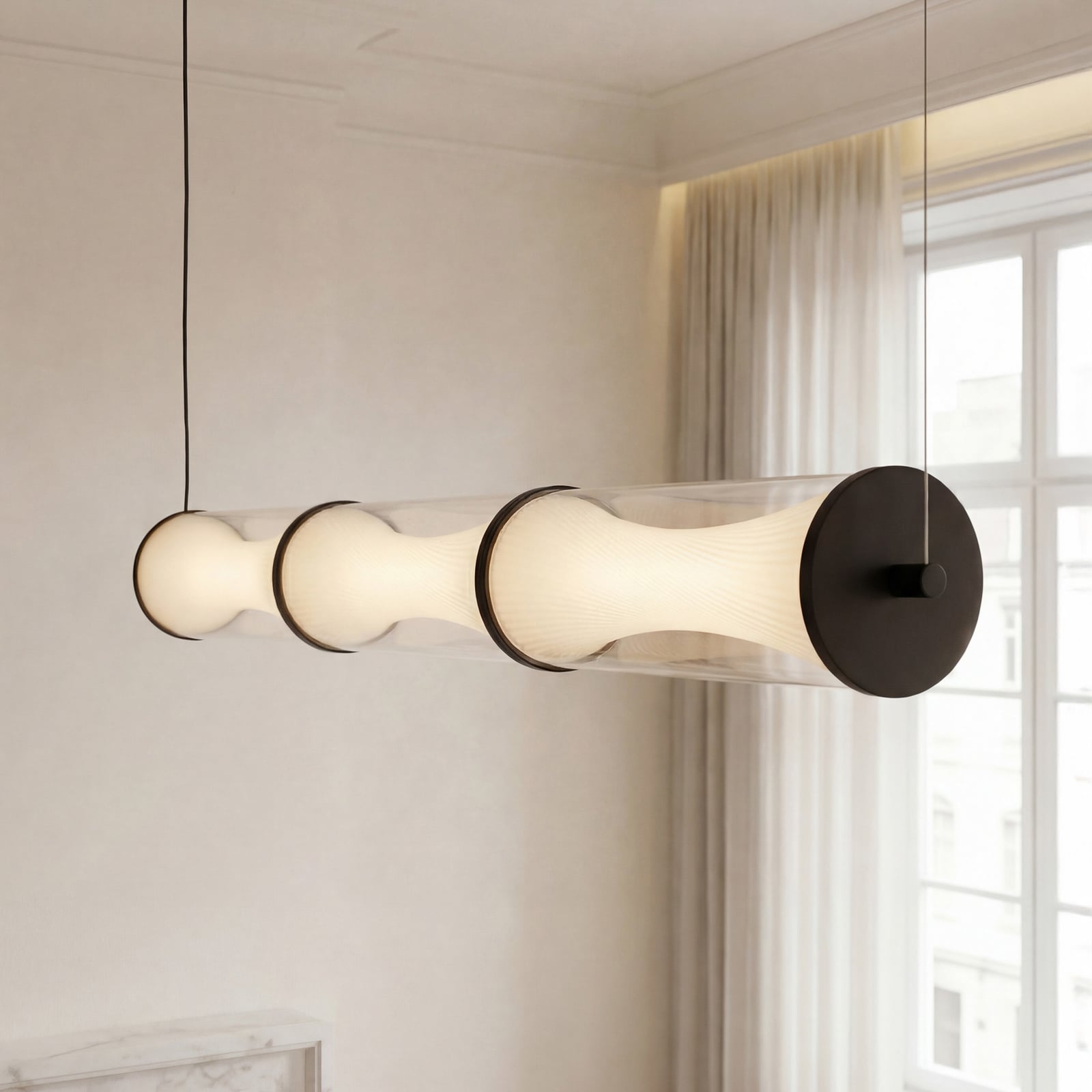 Suspension LED OSRAM Decor Squeeze, noire, 101 cm, verre
