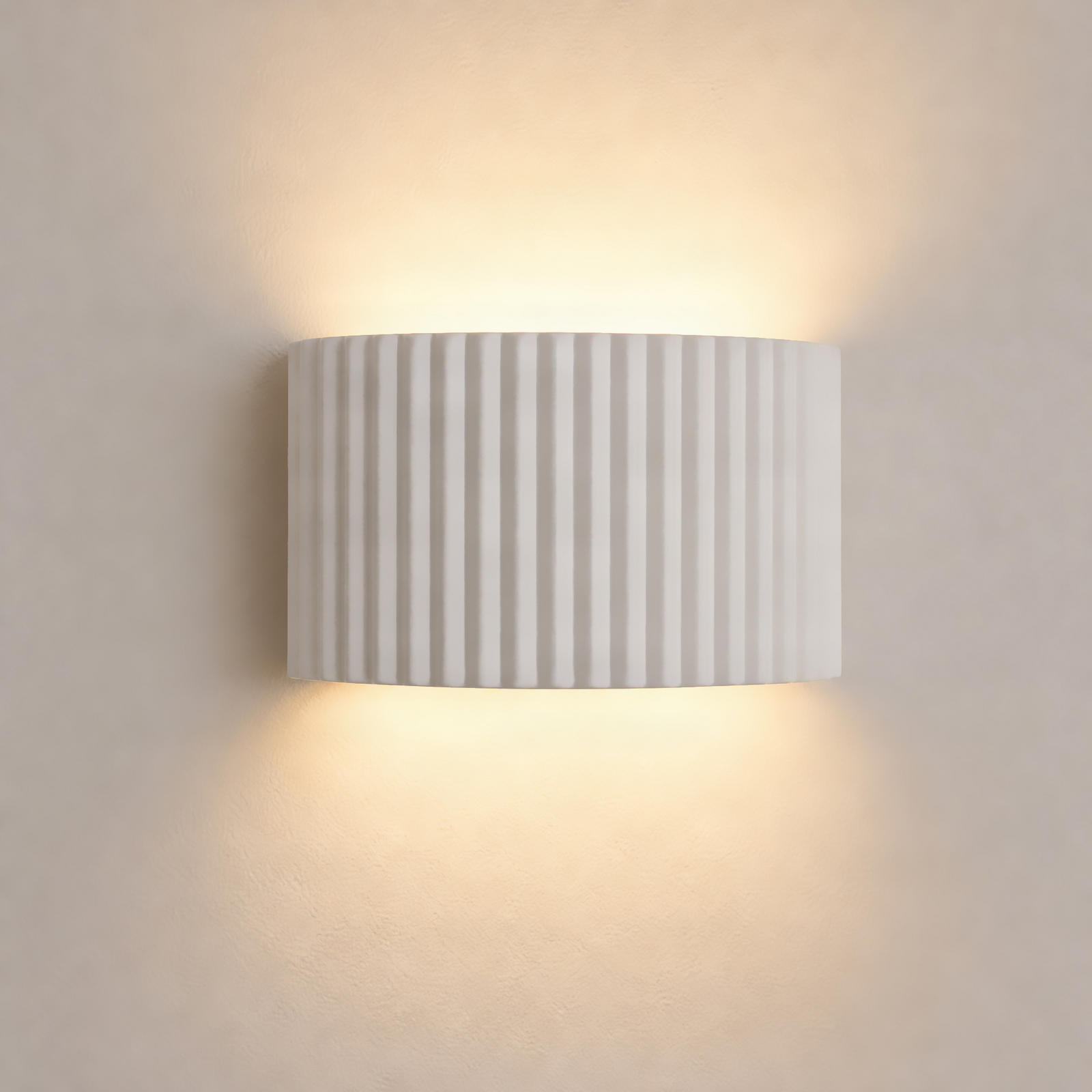 Naike wall light, white, ribbed finish, plaster, 15 cm – Lindby Naike wall light, white, ribbed finish, plaster, 15 cm – Lindby