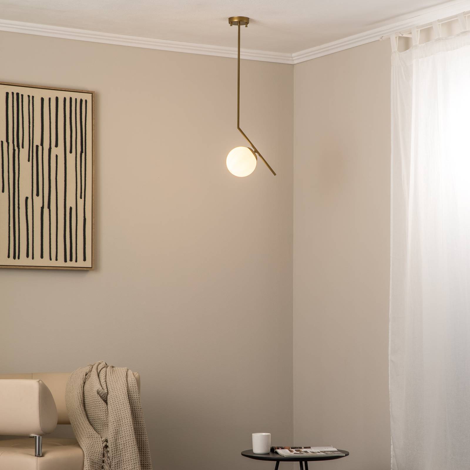 Hängeleuchte Dolunay, 25 cm lang, goldfarben, Glas, E27 günstig online kaufen