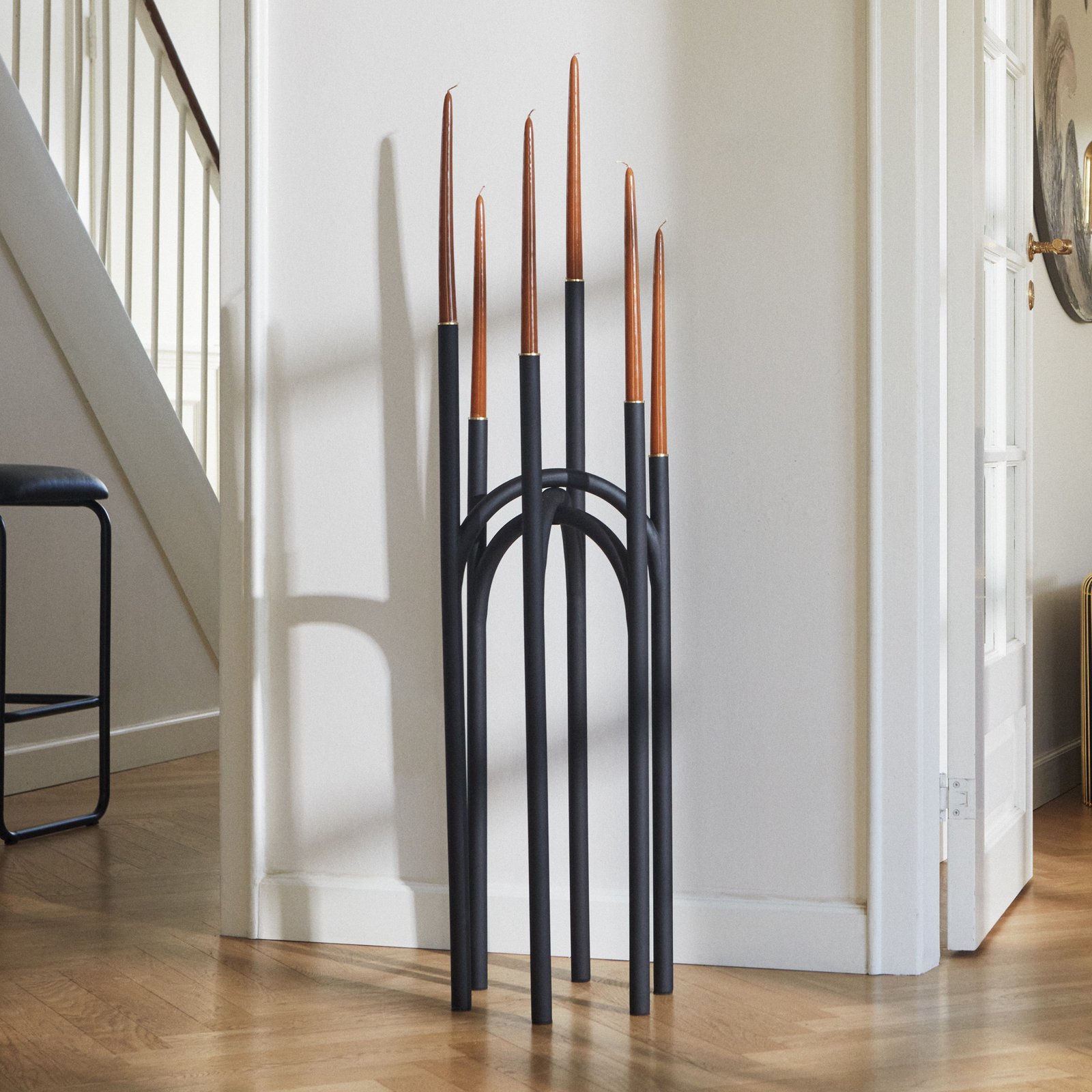 Angui Porte-bougies H92 Noir/Or - AYTM