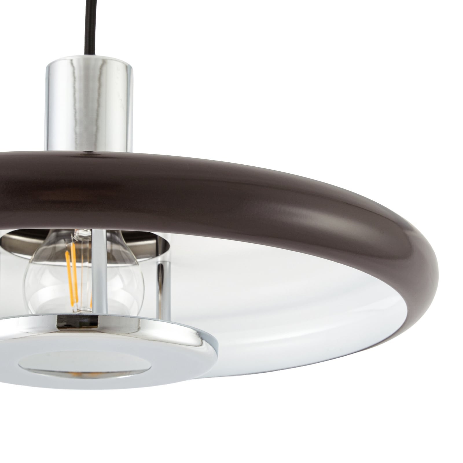 Lampada a sospensione Branford, marrone, Ø 35 cm, metallo, stile retrò - Lindby Lampada a sospensione Branford, marrone, Ø 35 cm, metallo, stile retrò - Lindby