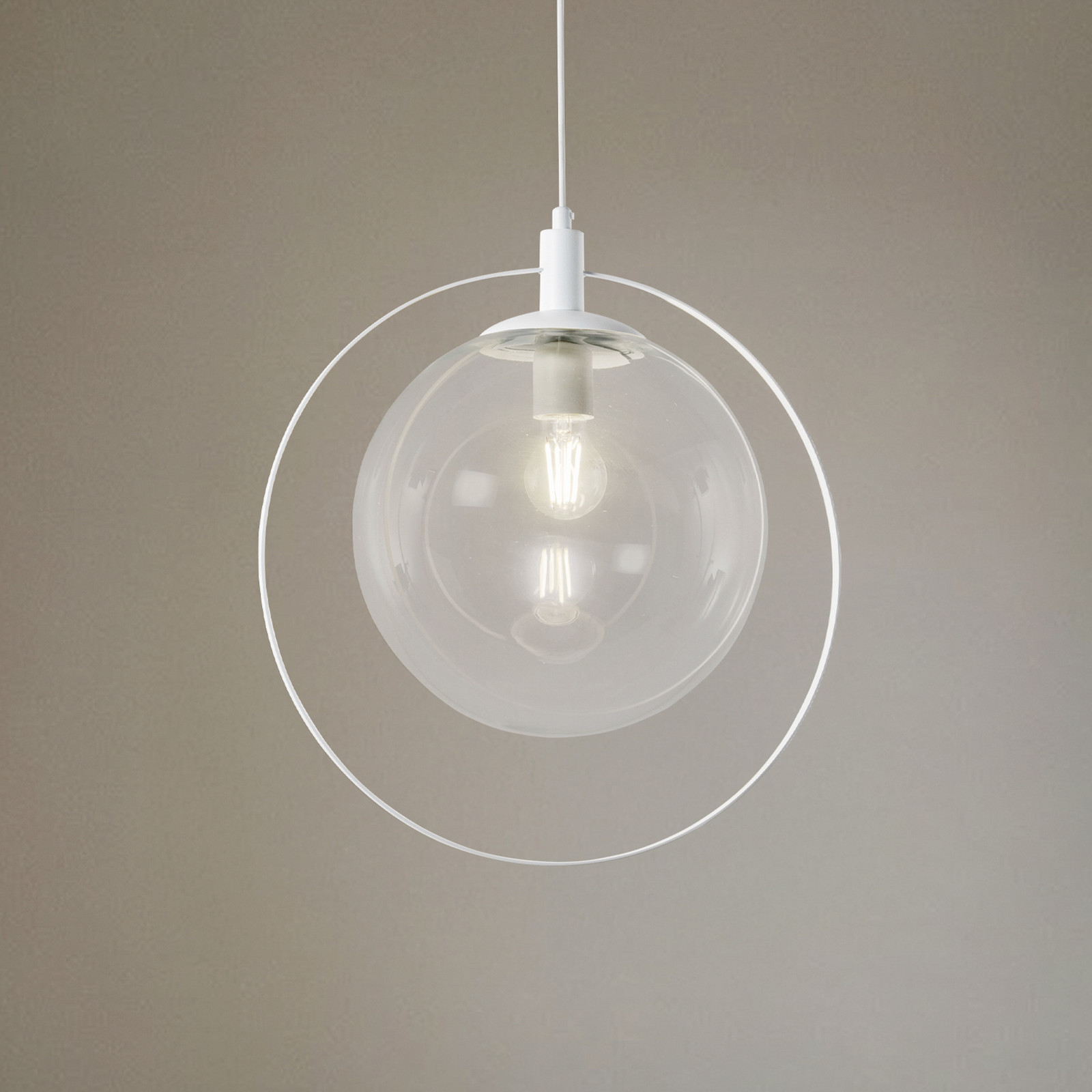 ALDEX Lampă suspendată Aura alb metal sticlă transparent E27 - Camera de zi / sufragerie - alb transparent