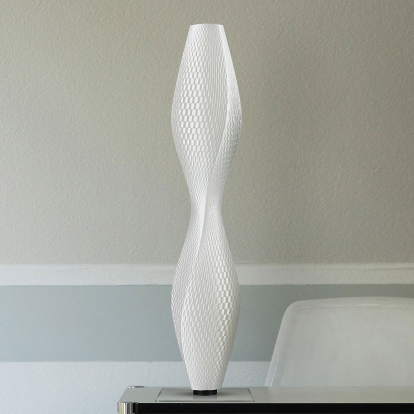 Lámpara de pie LED Flechtwerk Lava, 75cm, blanco