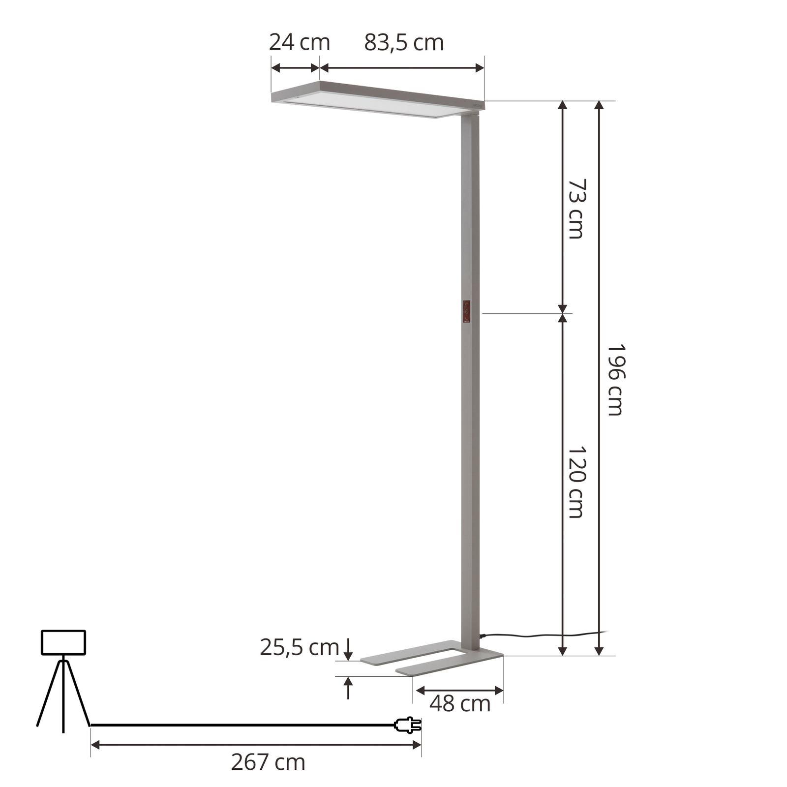 Arcchio Finix LED-Stehleuchte silber 100W dimmbar