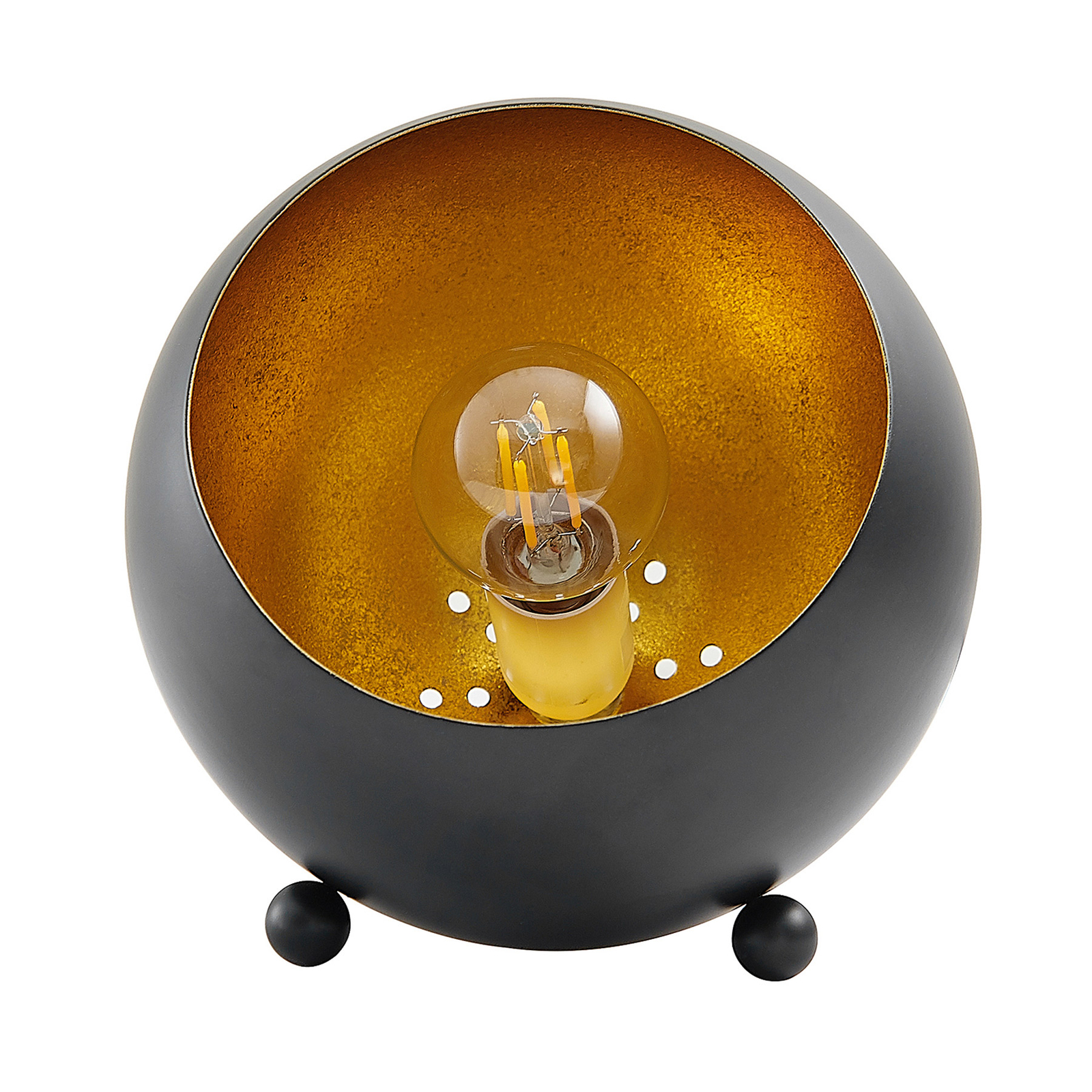 Lindby Filamoni bordlampe i sort og guld