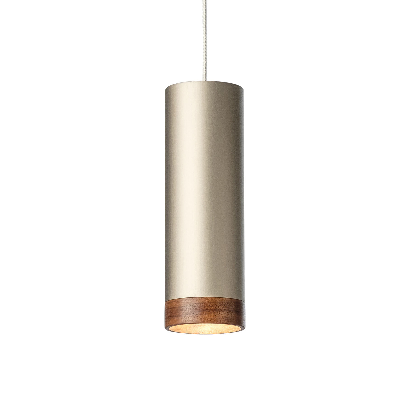 LED hanglamp PHEB, zilver brons/walnoot