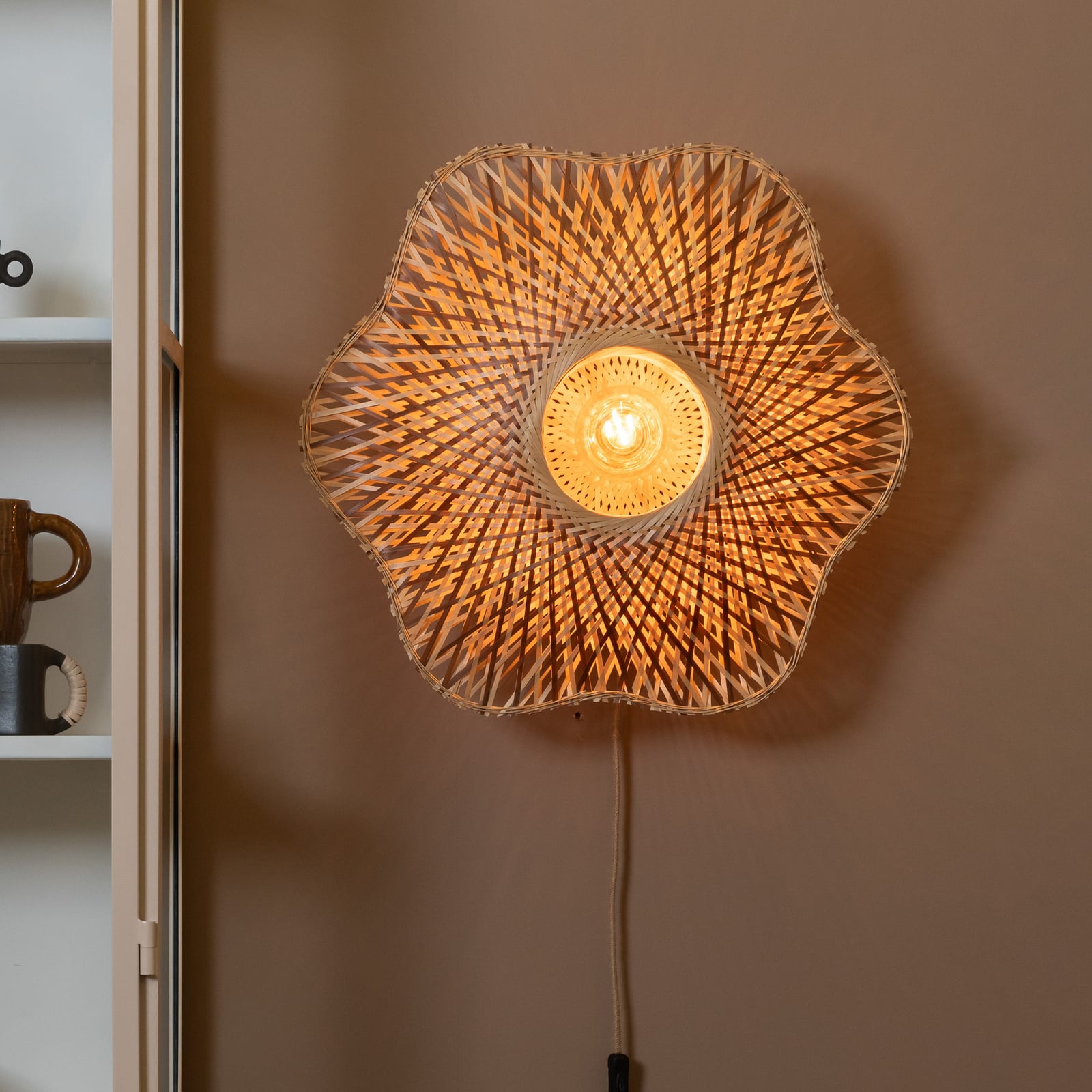 GOOD & MOJO Applique murale Madura, Ø 60 cm, naturel/marron, prise