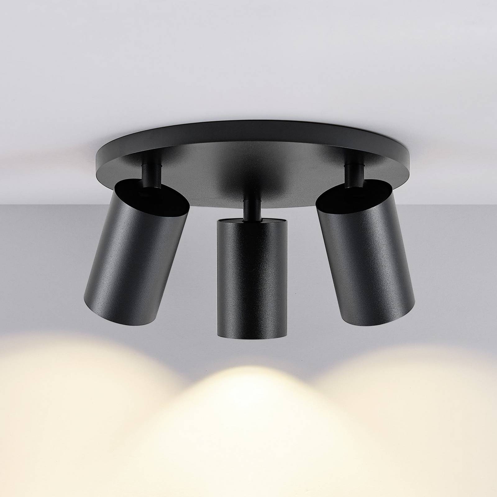 Deckenspot CAN TILT, schwarz, Ø 25 cm, 3-flammig Metall GU10 günstig online kaufen