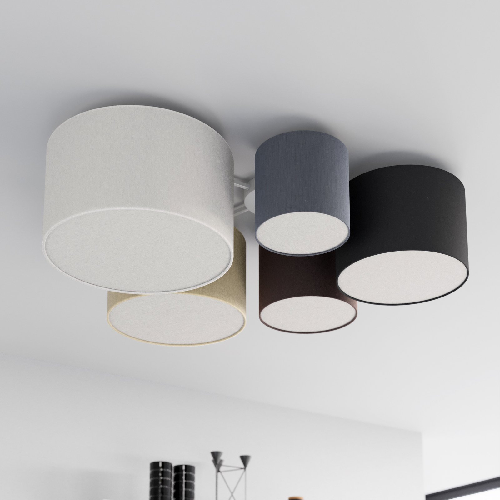 Laurenz 5 Ceiling Lamp Brown/Beige - Lindby