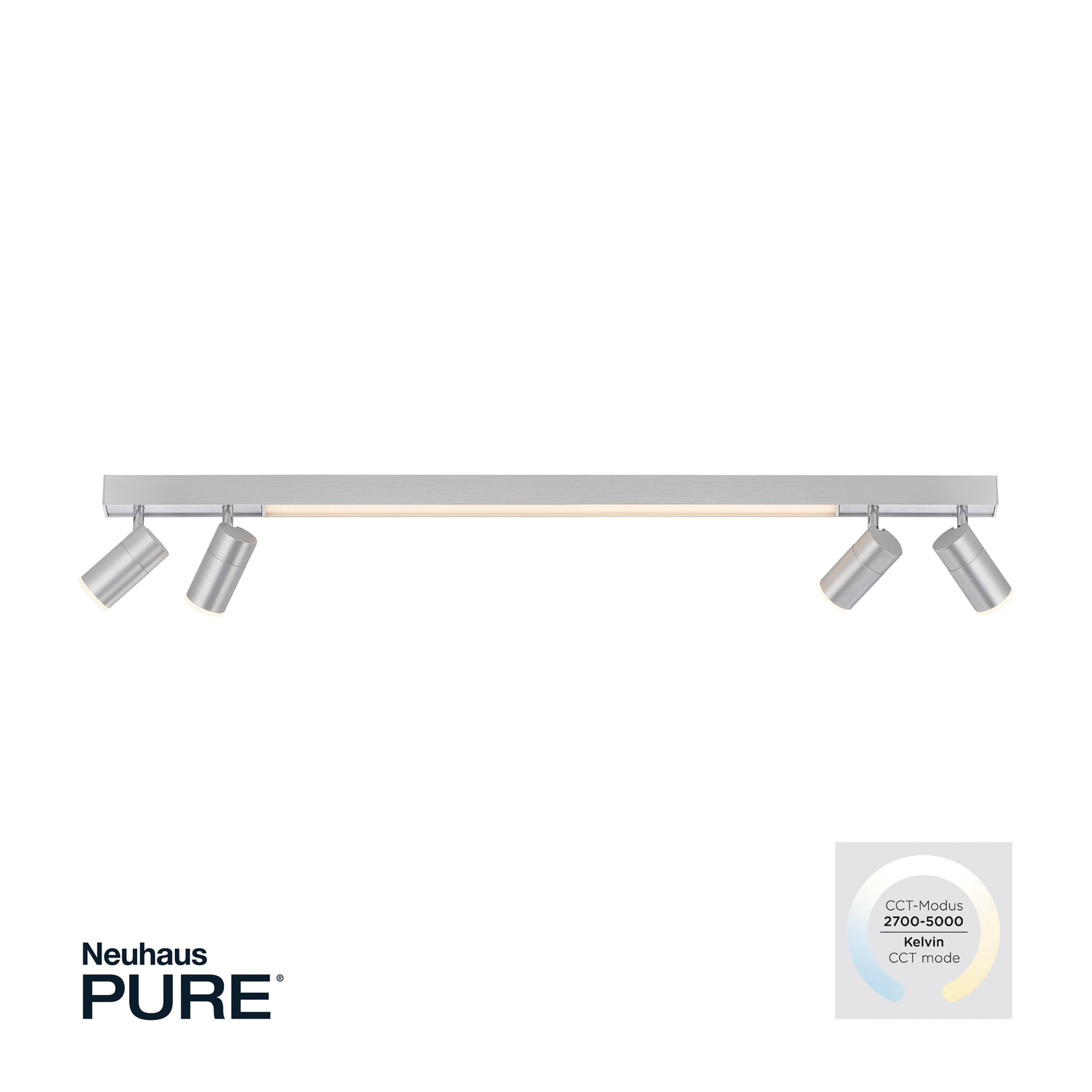 PURE Lines LED-Deckenleuchte, 4-flammig, aluminium