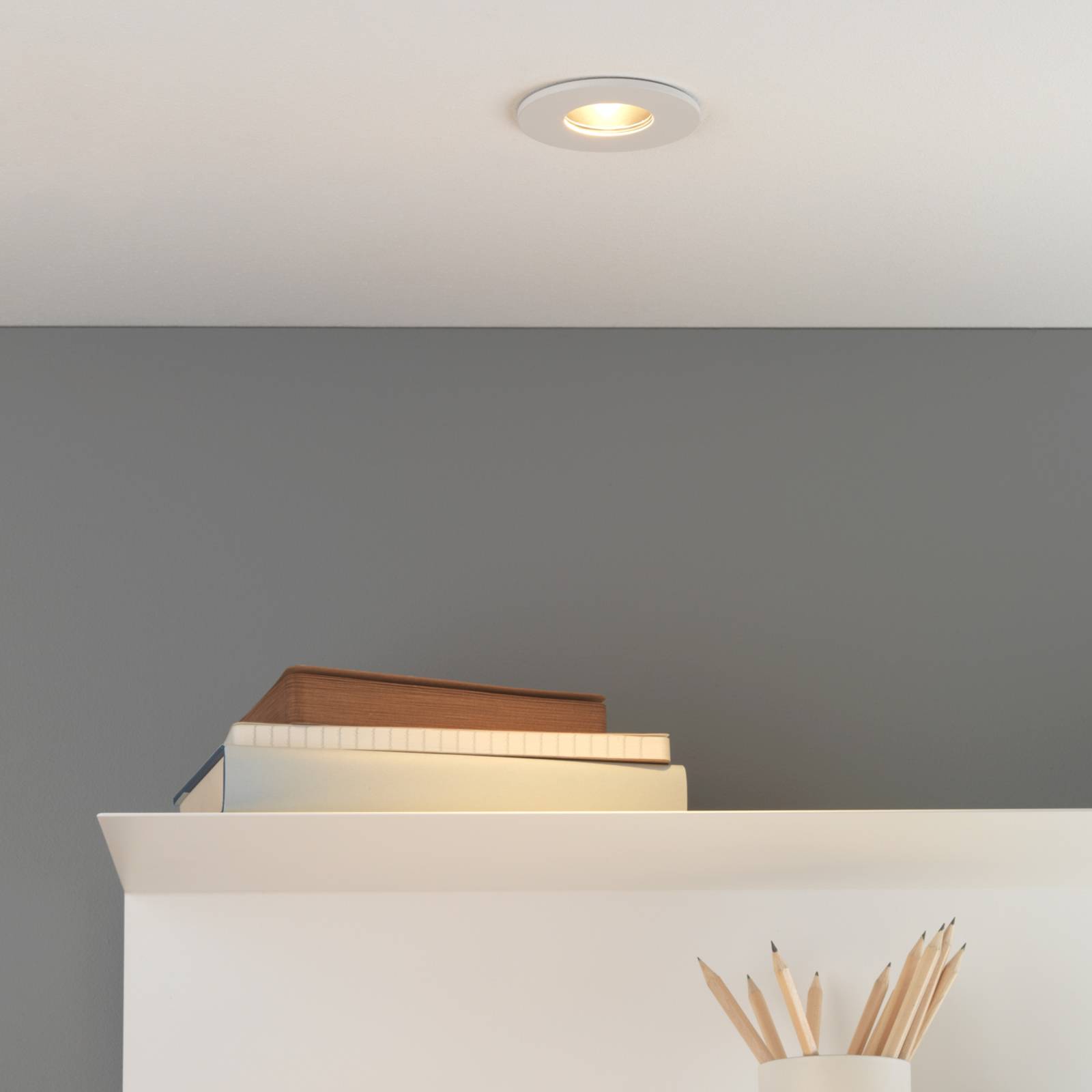 Astro Obscura Round LED recessed light matt white, for Bathroom, metal, 6.1 W, H: 8.5 cm