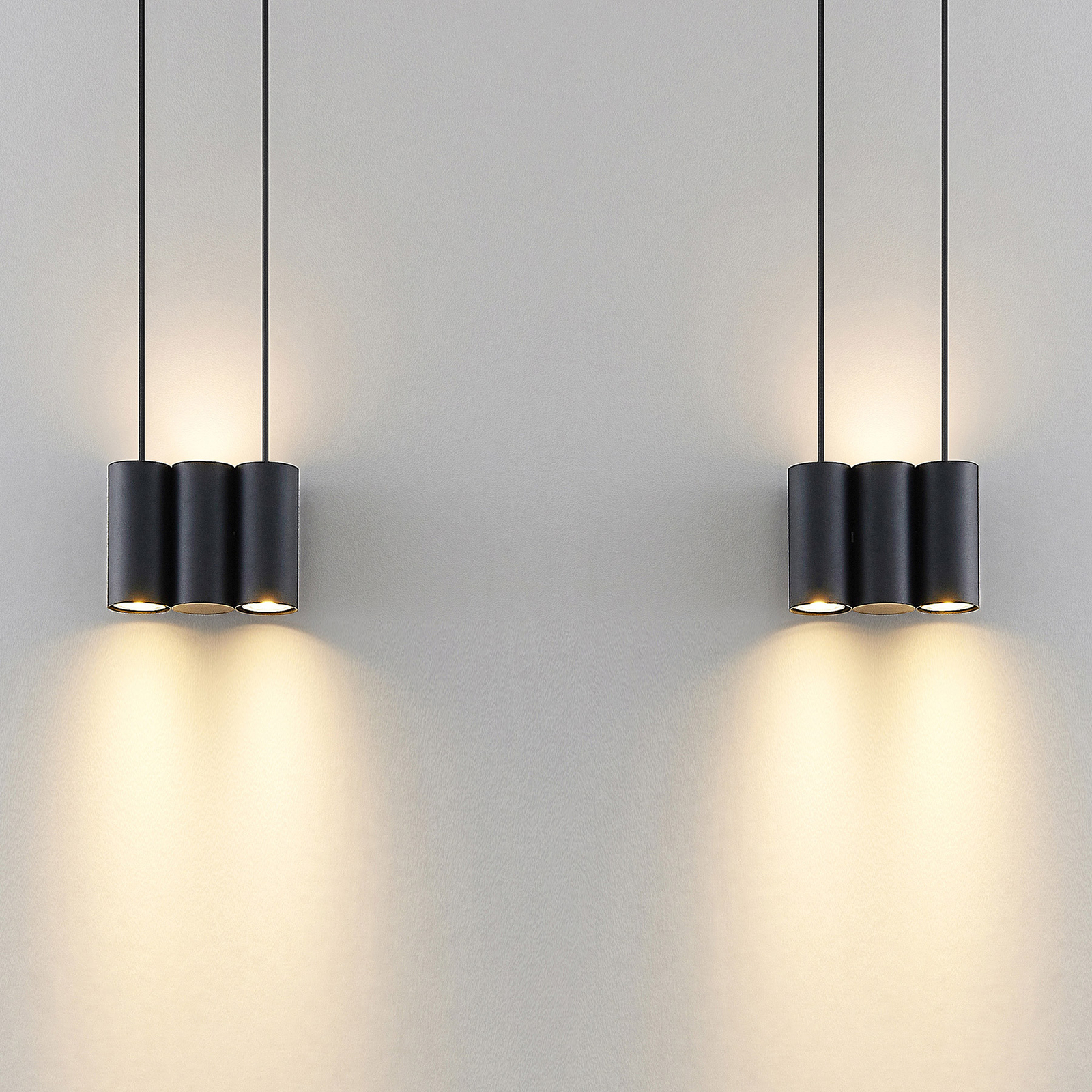 Lucande Cesur hanging light, six-bulb, black