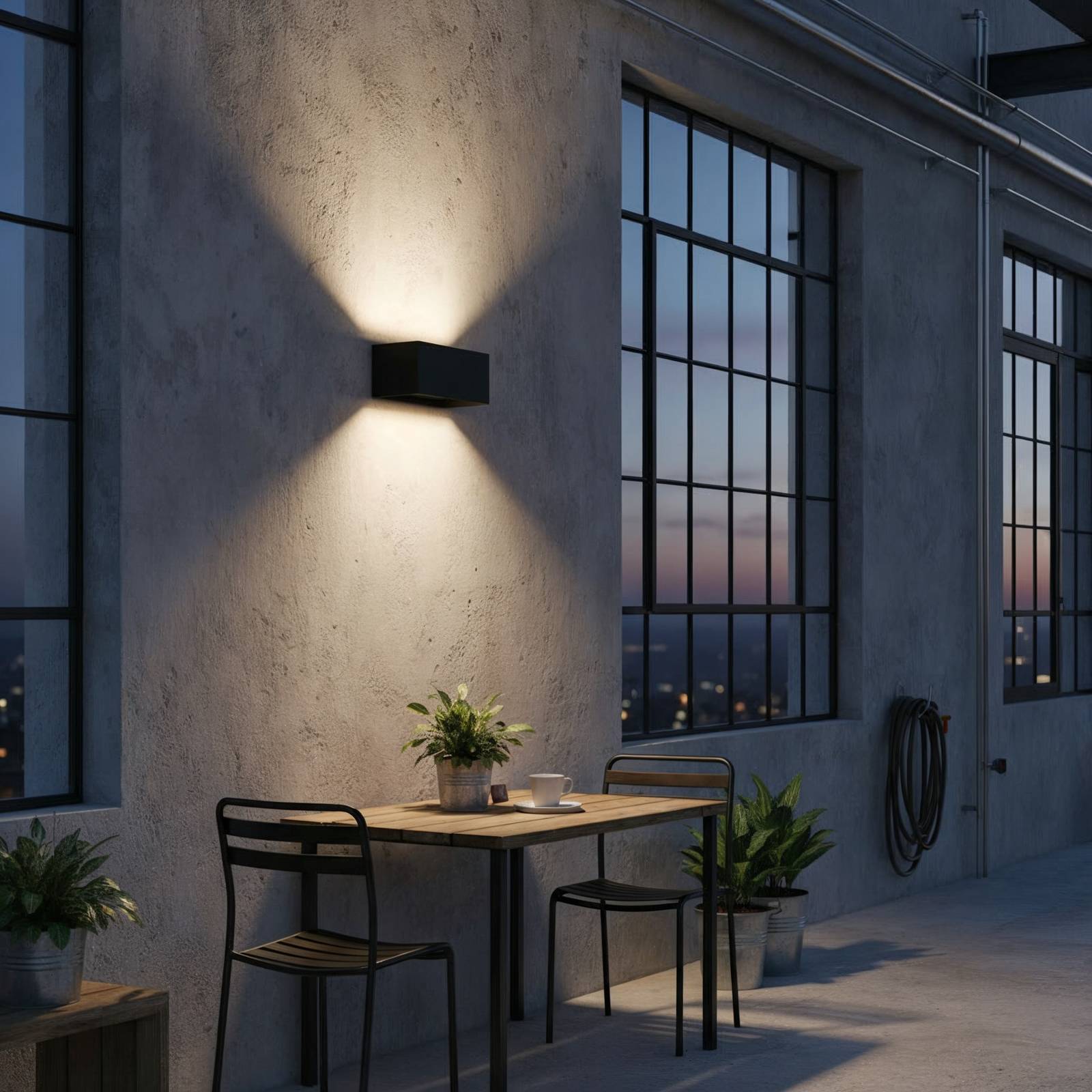 Ideal Lux buitenwandlamp Atom, zwart, 20 cm, metaal